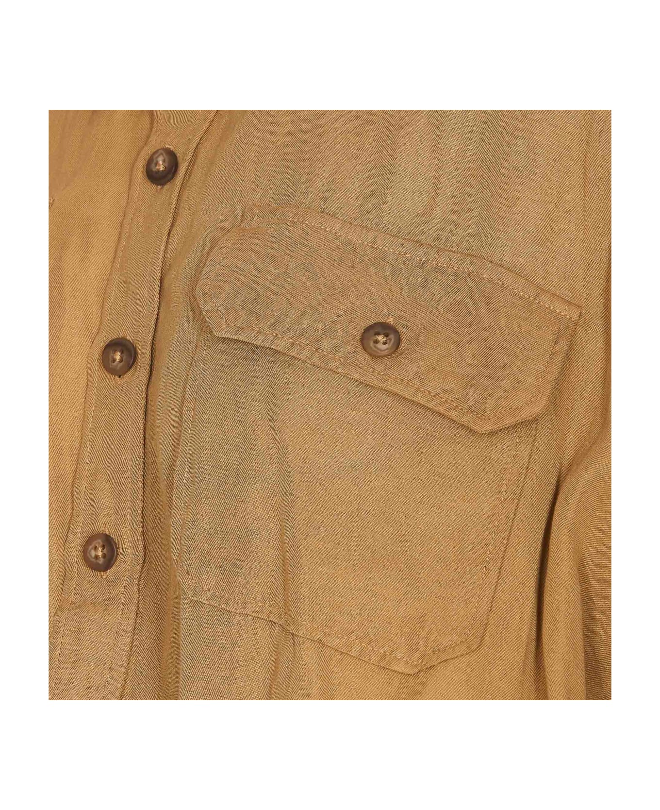 R13 Crossover Utility Bubble Shirt - Beige