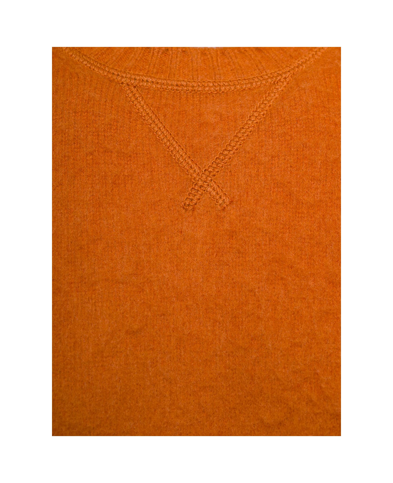 Tagliatore Orange Crewneck Pullover In Brushed Wool Man - Orange