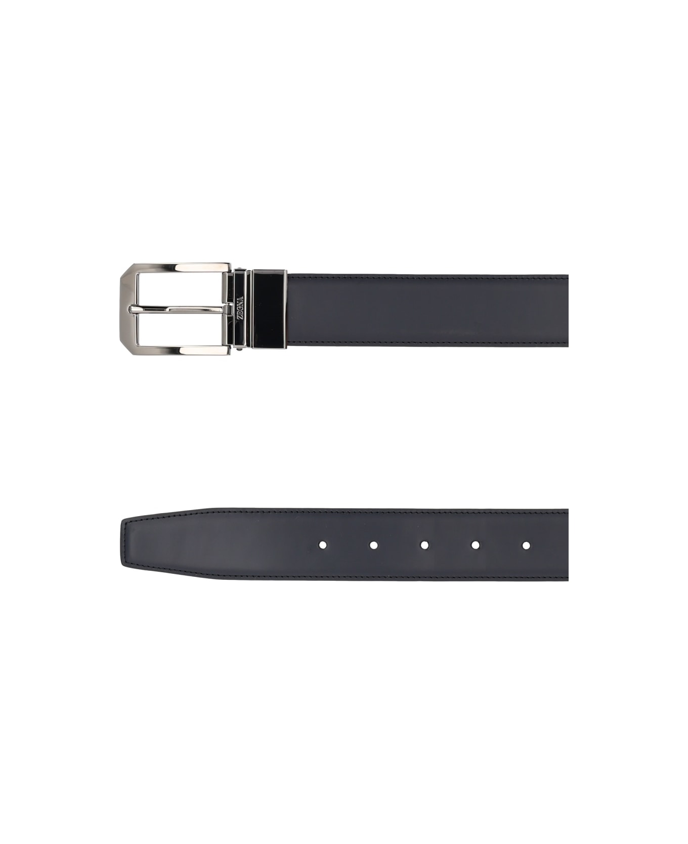 Zegna Reversible Leather Belt - BLACK