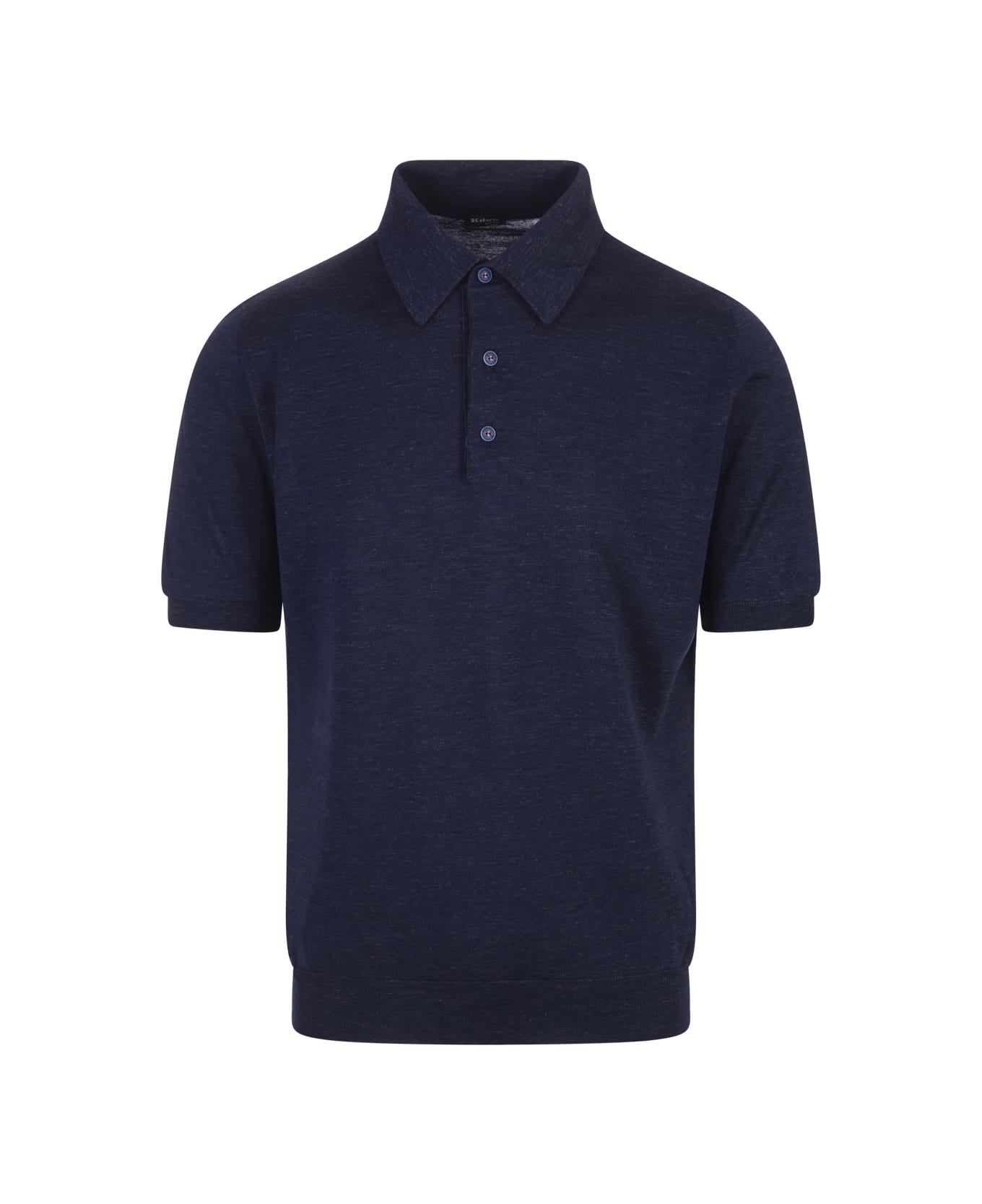 Kiton Navy Blue Knitted Short-sleeved Polo Shirt - Blue ポロシャツ