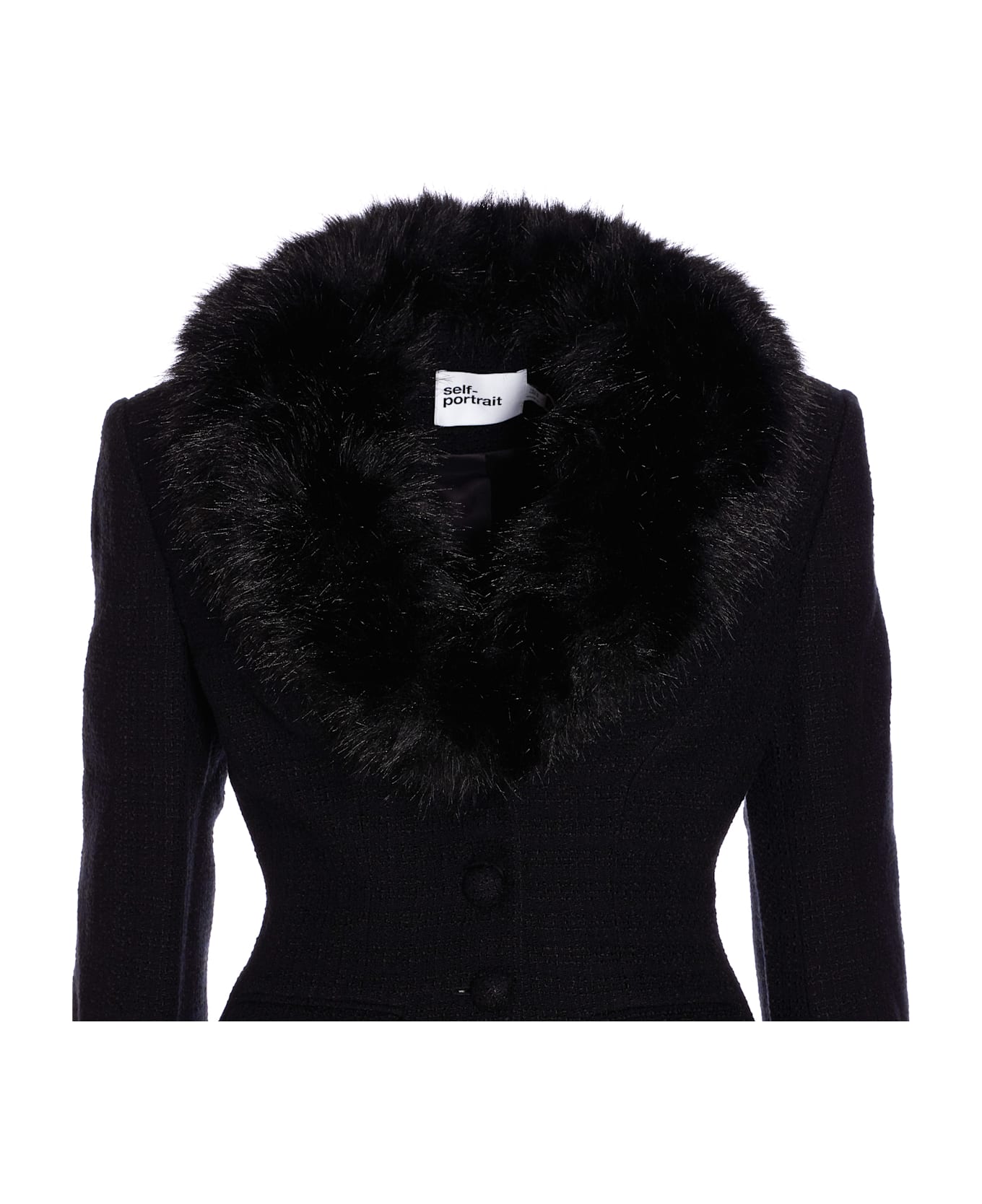 self-portrait Tailored Boucle Jacket - Black