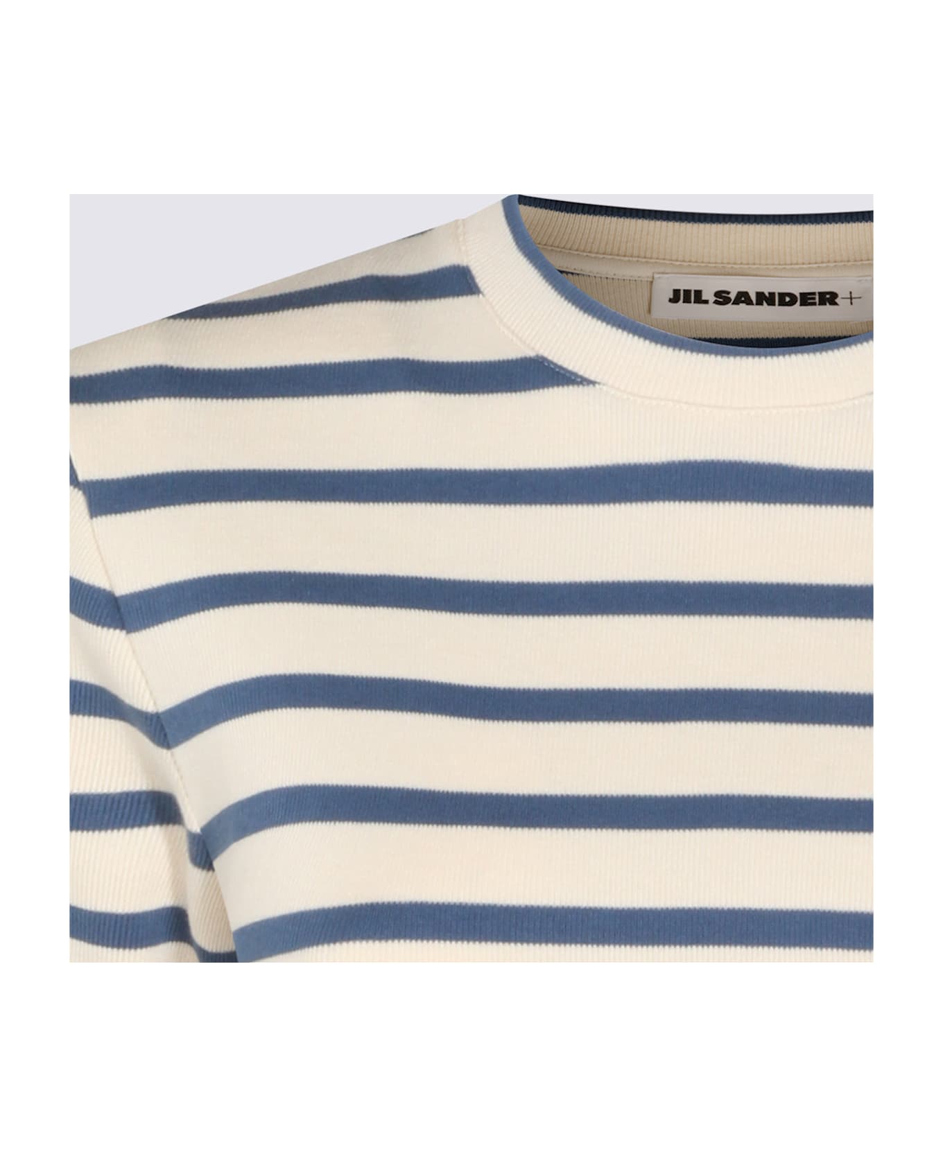 Jil Sander White And Blue Cotton T-shirt - CORNSILK