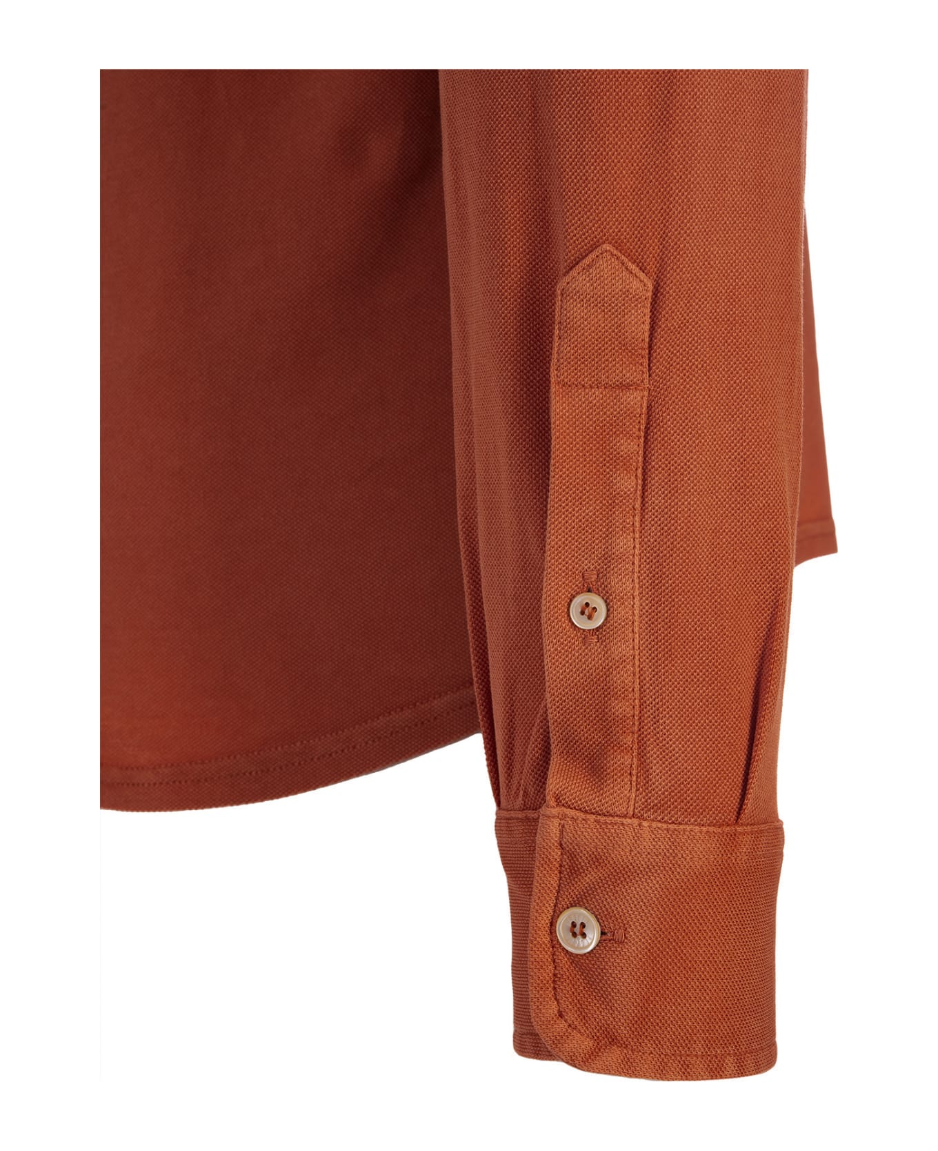 Fedeli Teorema Light Piquet Shirt In Orange - Orange シャツ