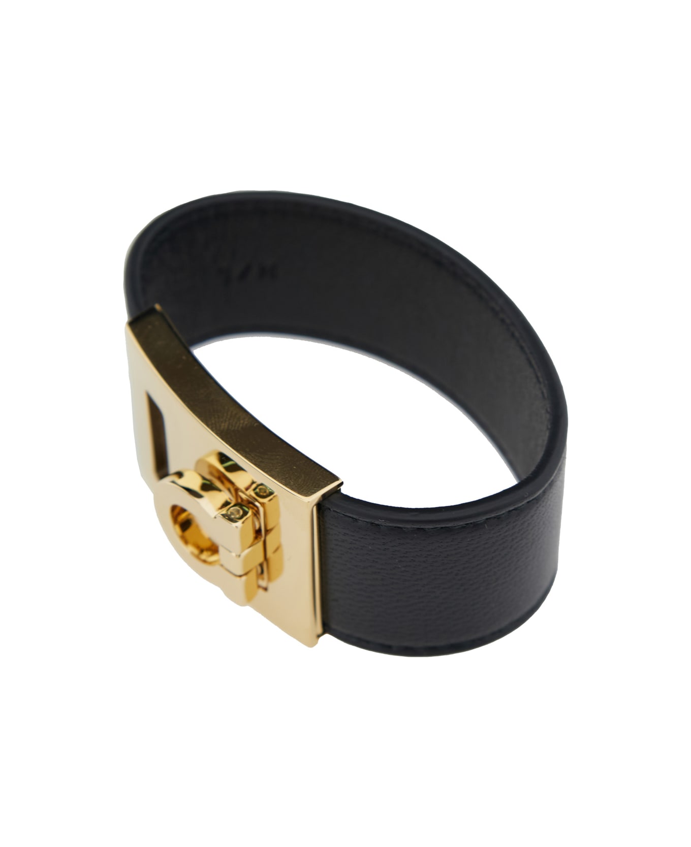 Ferragamo 
hug
 Black Bracelet With Gancini Detail In Smooth Leather Woman - Black