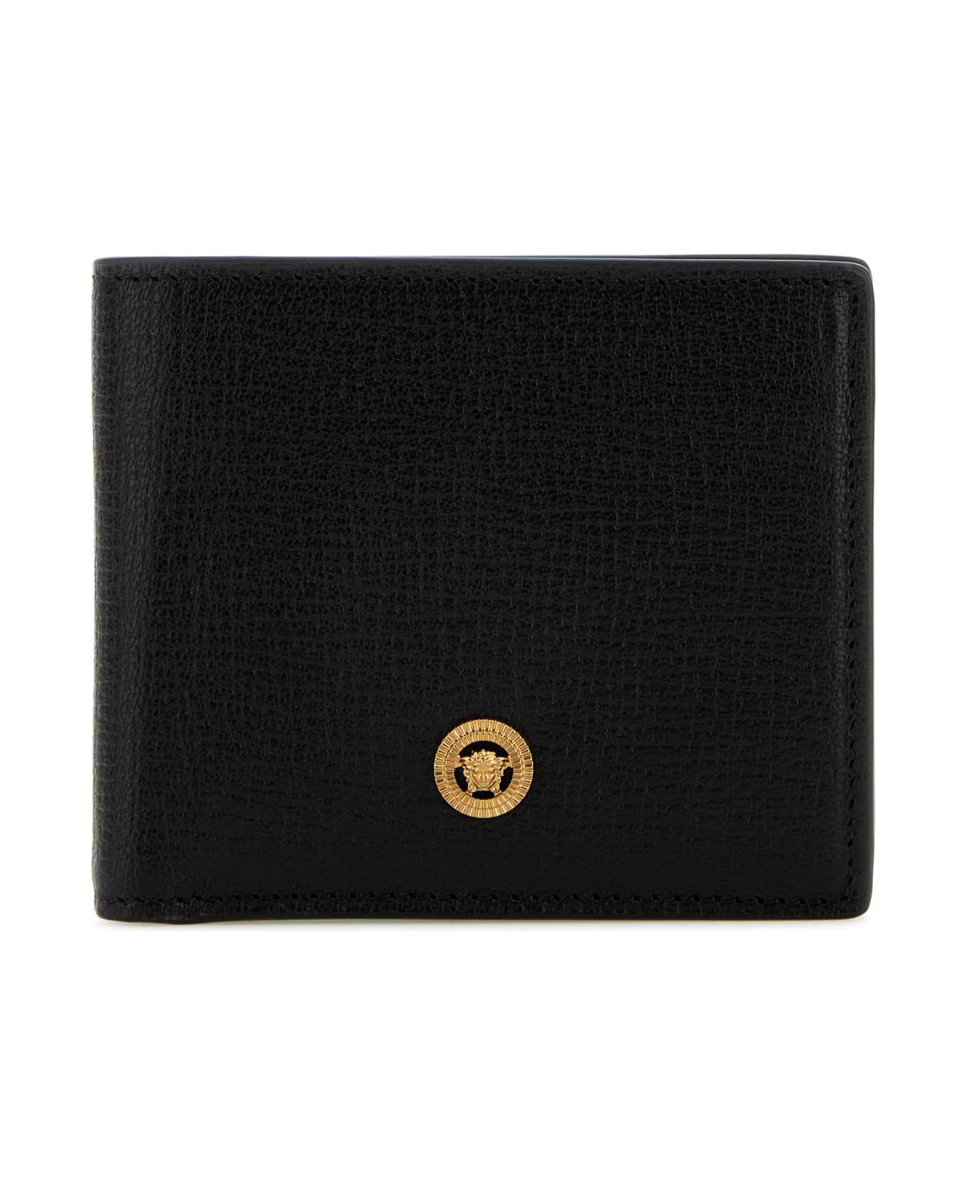 Versace Black Leather Medusa Biggie Wallet - BLACKVERSACEGOLD