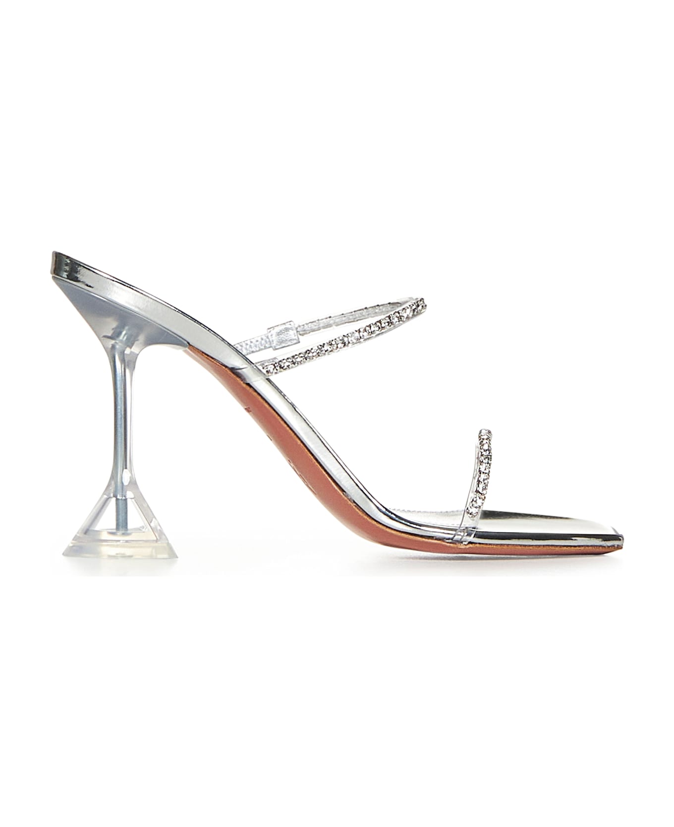 Amina Muaddi Gilda Glass Slipper Sandals - Grey
