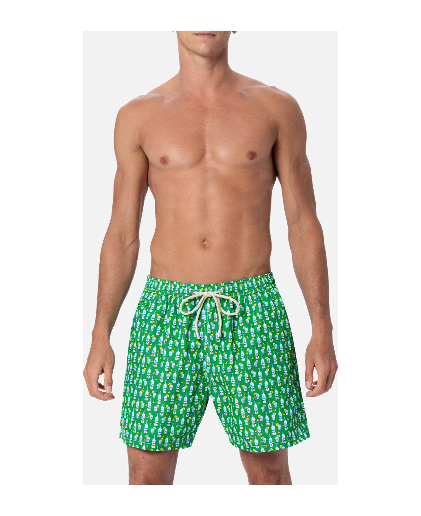 MC2 Saint Barth Man Lightweight Fabric Swim-shorts Lighting Micro Fantasy With Tequila Print - GREEN