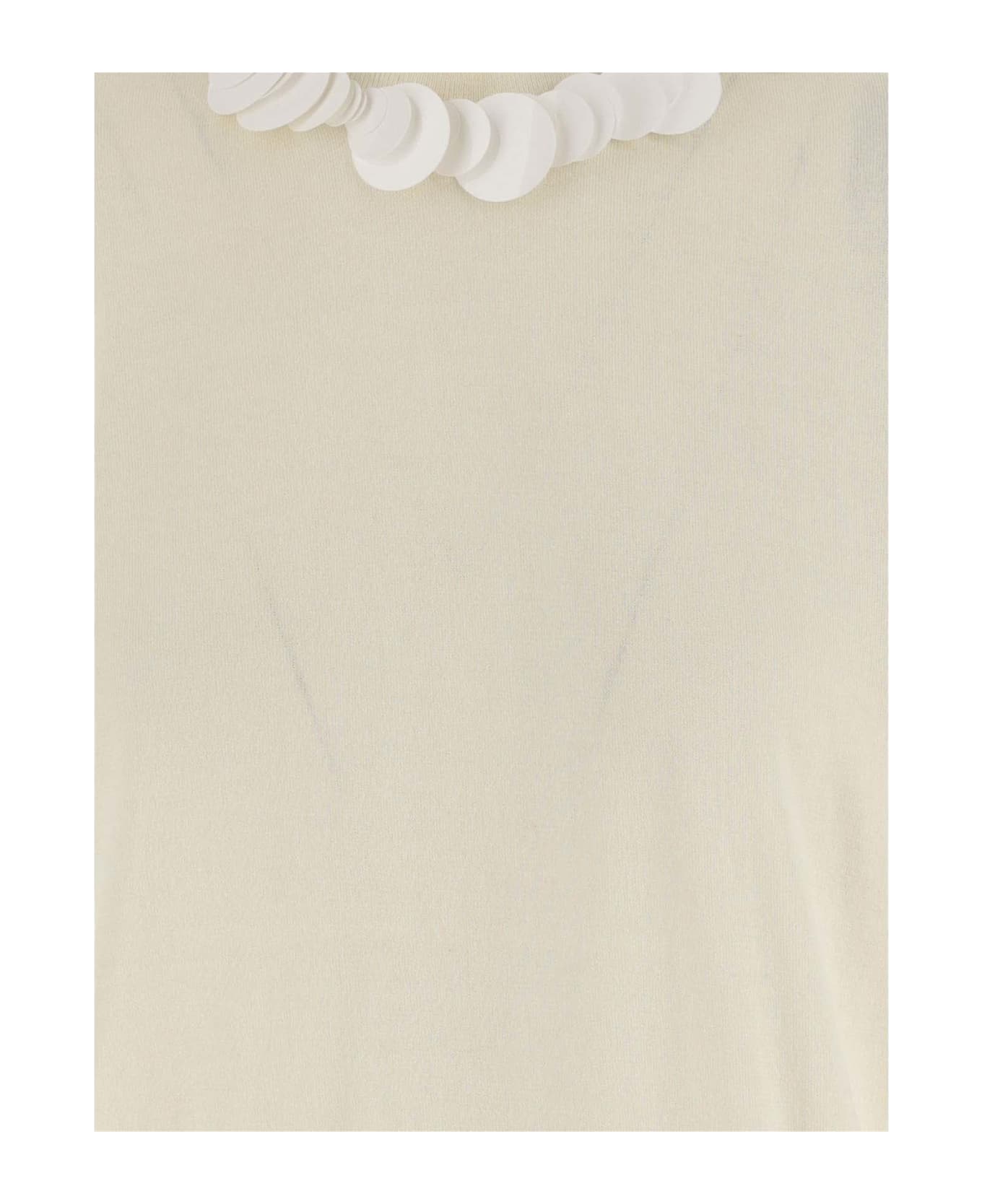 Jil Sander Sequined Cotton Knit Top - Ivory