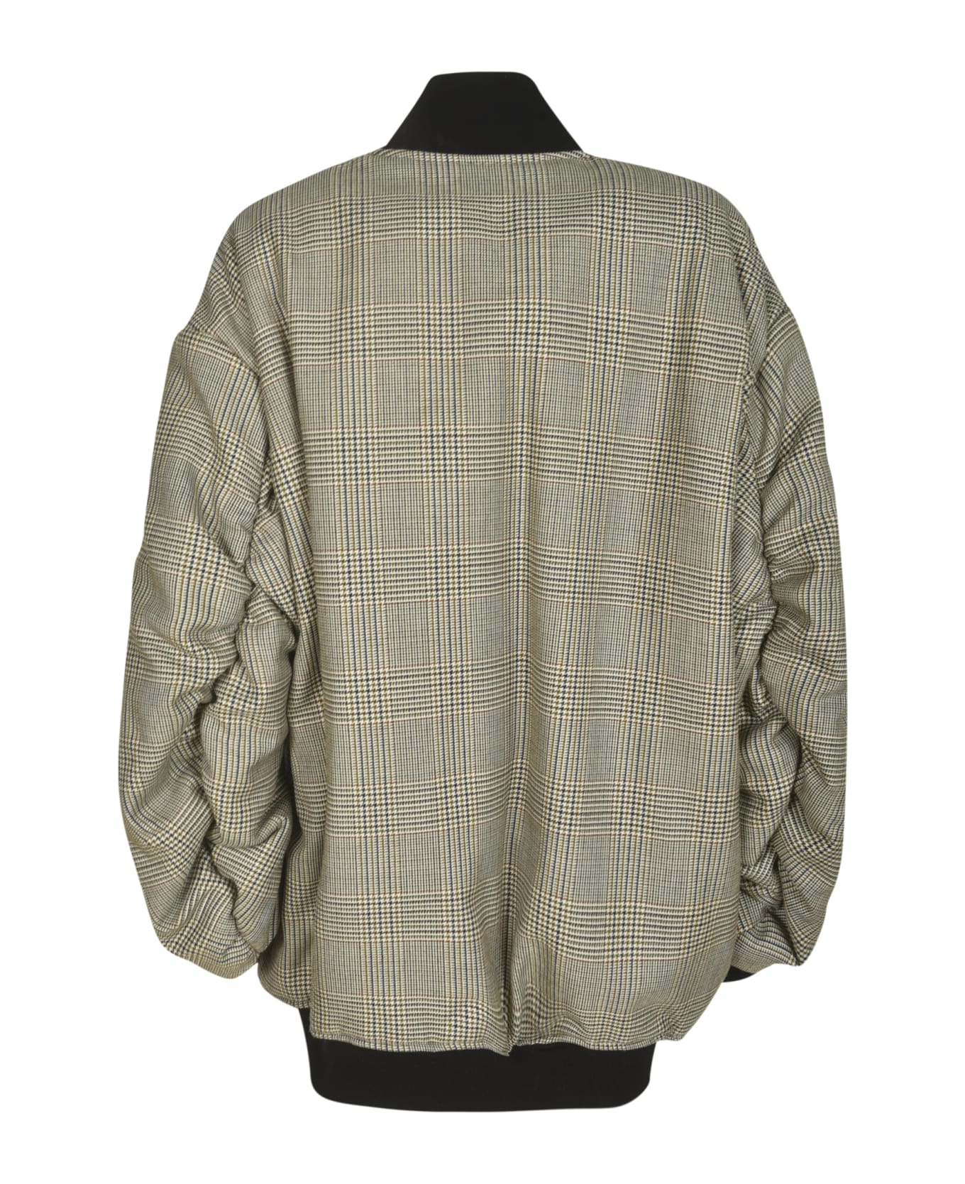Alessandro Vigilante Check Pattern Rib Trim Zipped Bomber - Beige