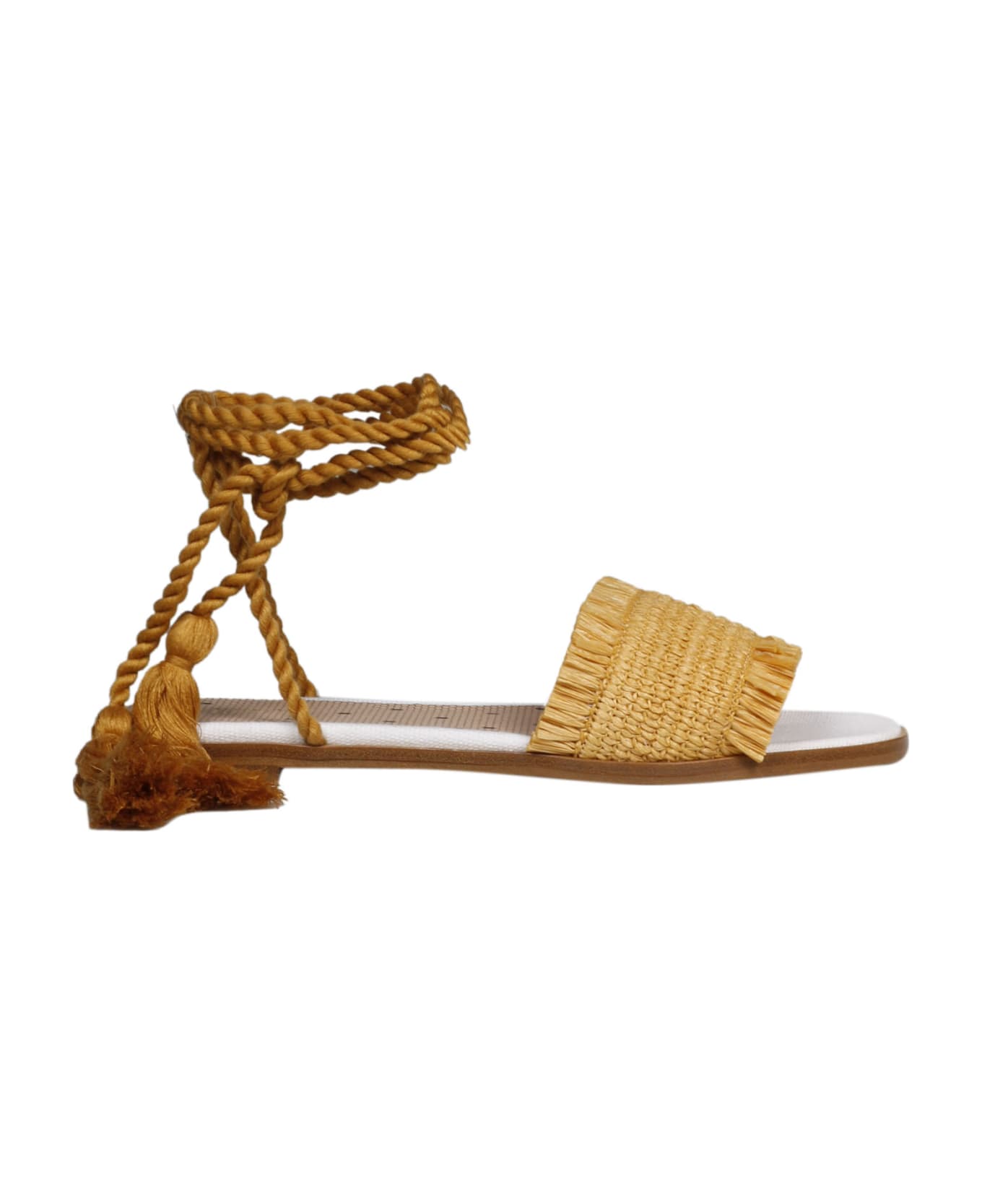 RED Valentino Raffia Flat Sandals - Yellow 
Orange