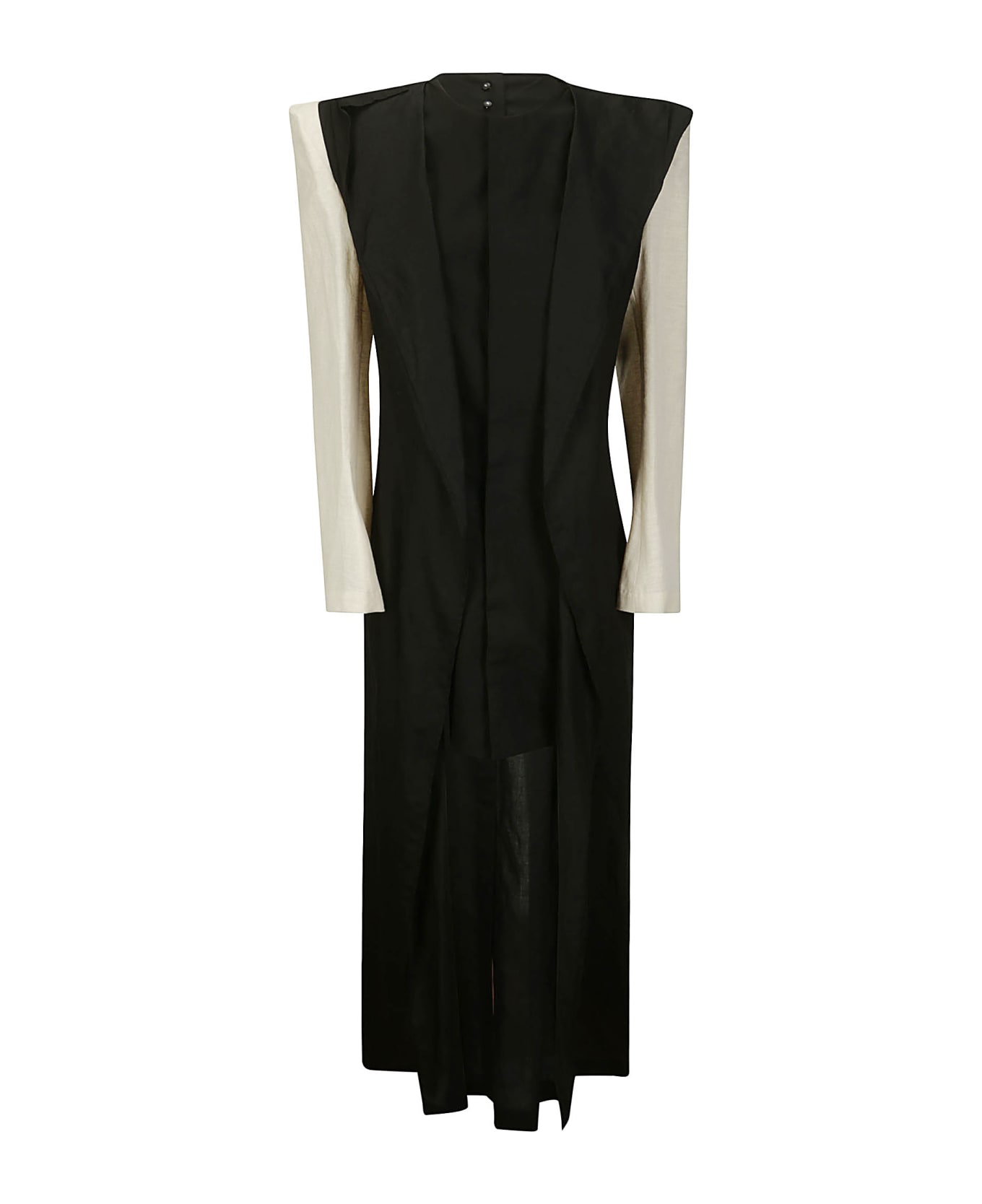 Yohji Yamamoto Button Detail Dress - BLK X WHT