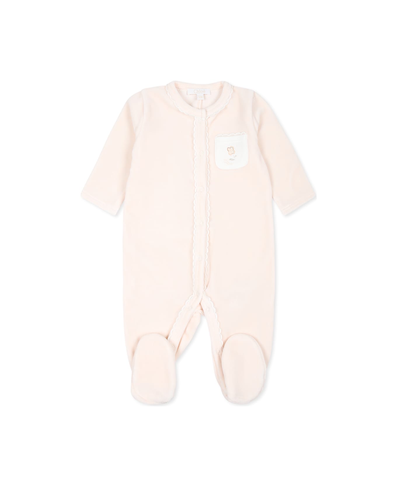 Chloé Multicolor Babygrow Set For Baby Girl With Logo And Flowers - Multicolor