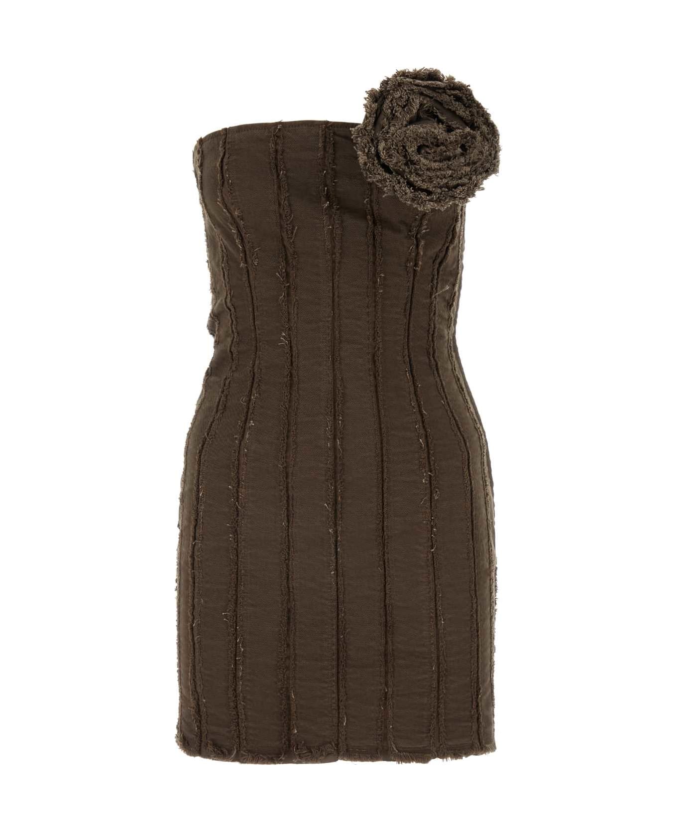 Blumarine Mud Stretch Cotton Mini Dress - MUD ワンピース＆ドレス