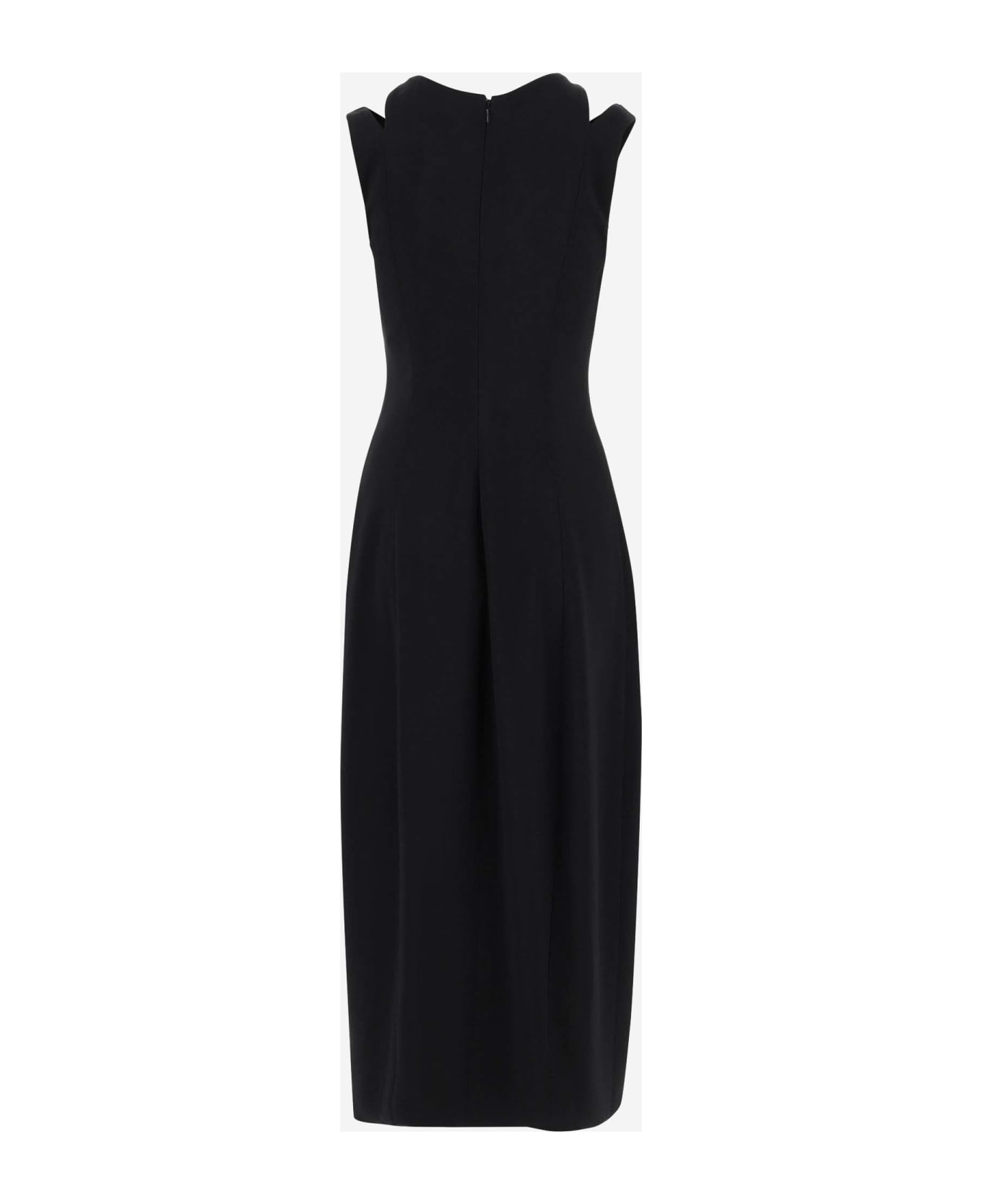 Giorgio Armani Strech Viscose Blend Longuette Dress - Black