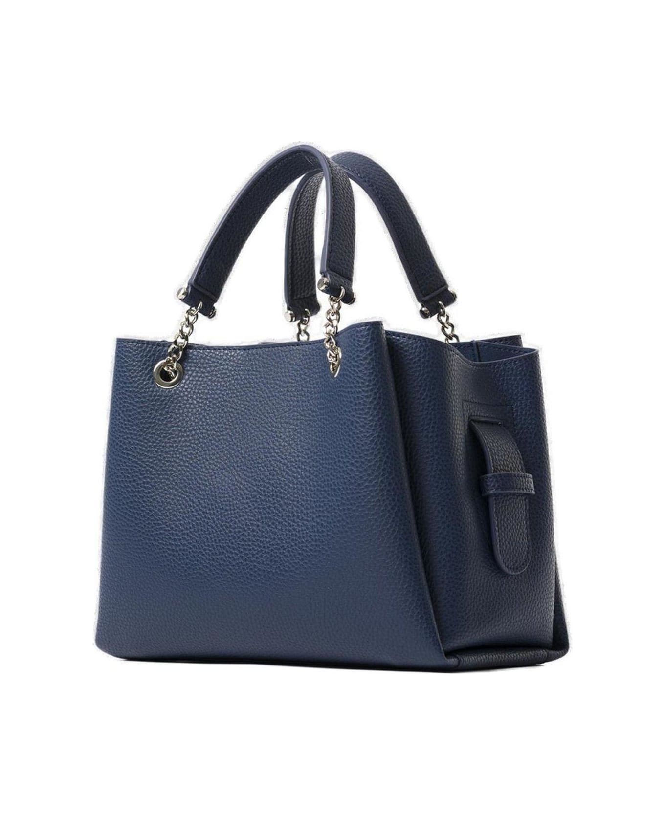 Emporio Armani Palmellato Eagle Charm Leather-effect Handbag - Blue