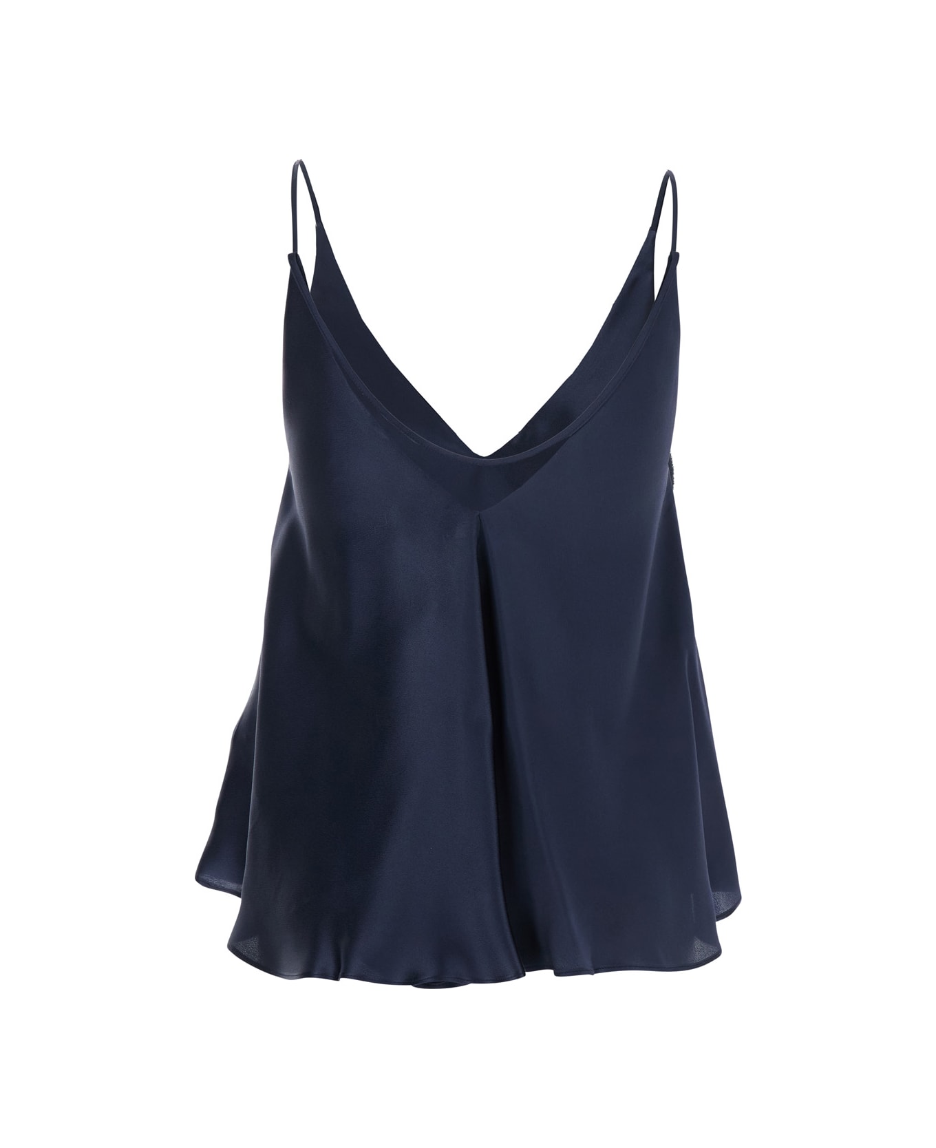 SEMICOUTURE 
etienne
 Blue Top With Thin Straps And V-neck In Silk Woman - Blu