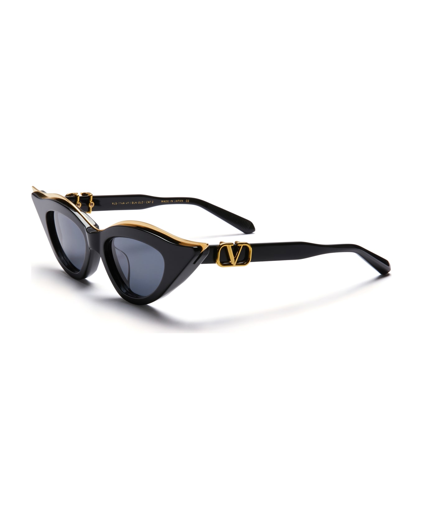 Valentino Eyewear V-goldcut Ii - Black/ Yellow Gold Sunglasses - Black/gold