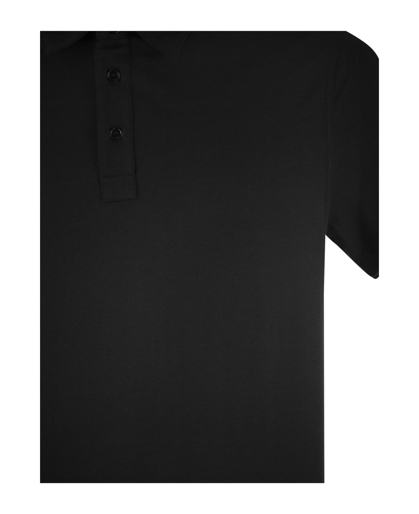 Majestic Filatures Short-sleeved Polo Shirt In Lyocell - noir ポロシャツ