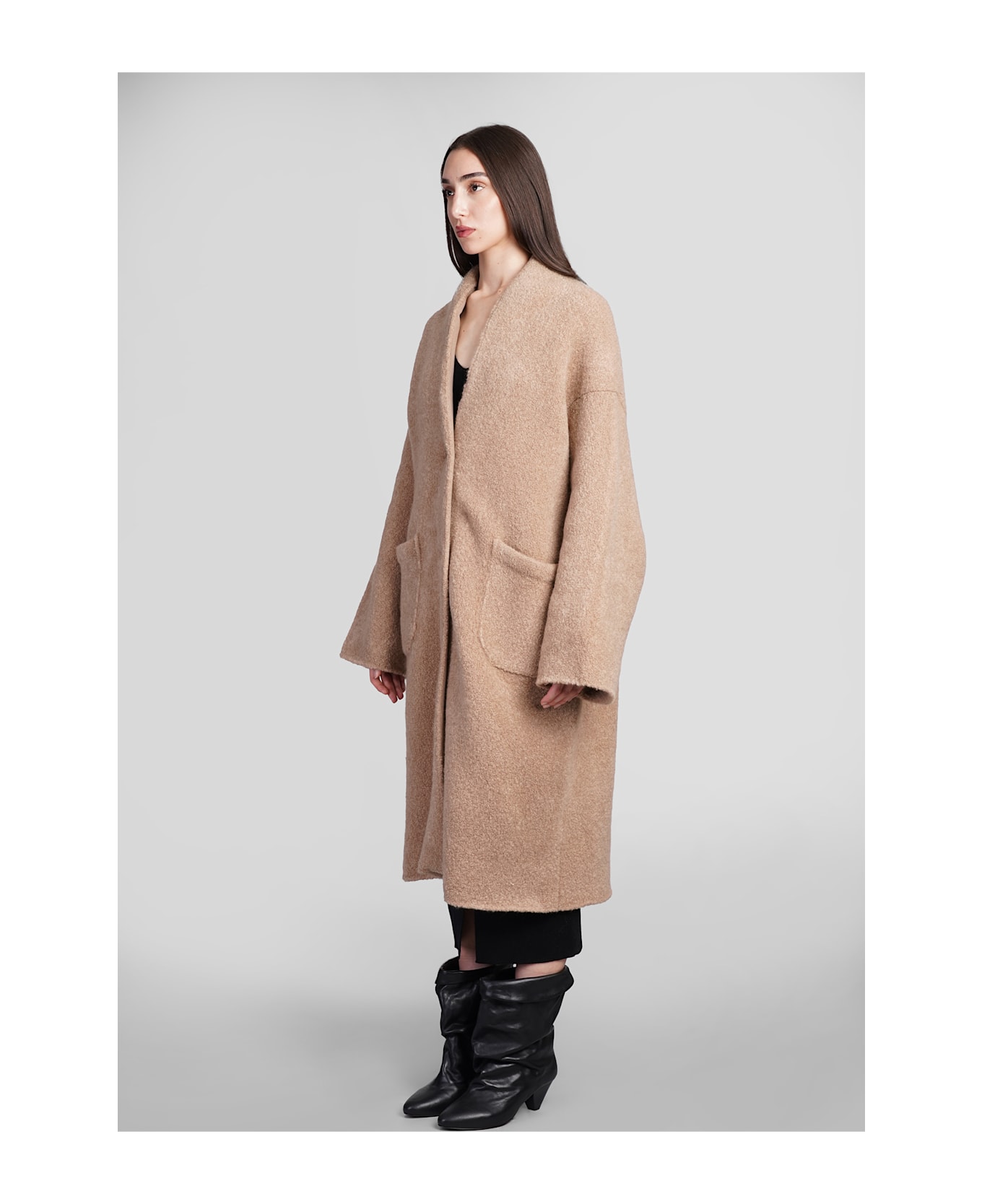 Laneus Coat In Camel Wool - Camel