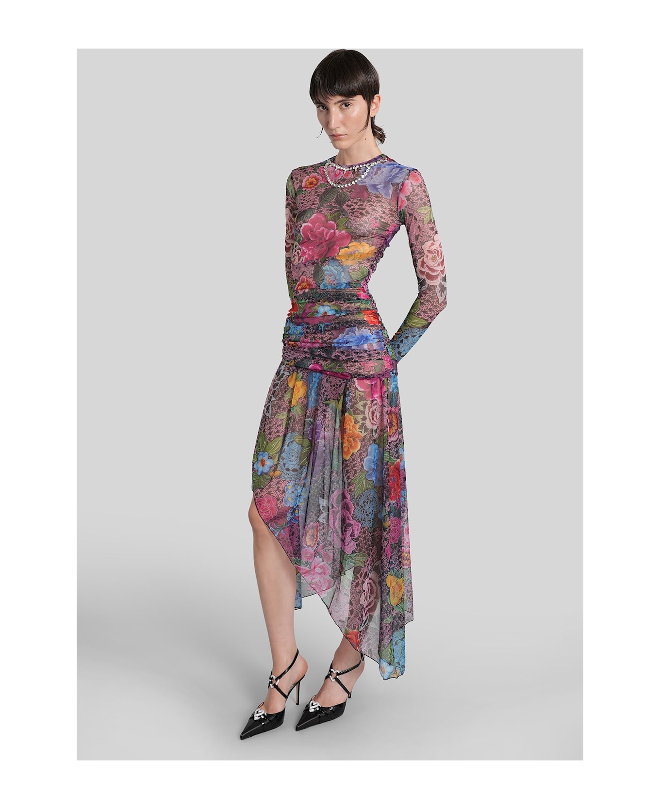 AREA Long Dress In Multicolor Polyester - multicolor