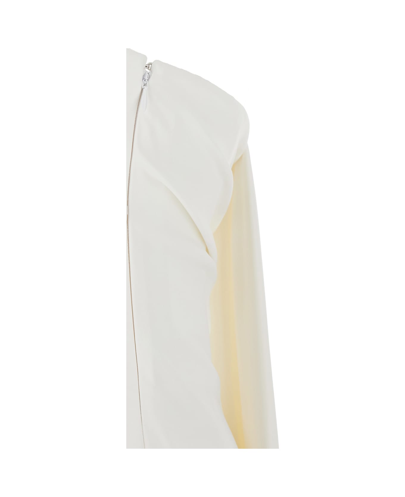 Jacquemus 
le Robe Bustier
 White Off-shoulder Long Dress With Folded Train On The Rear In Viscose Stretch Woman - White
