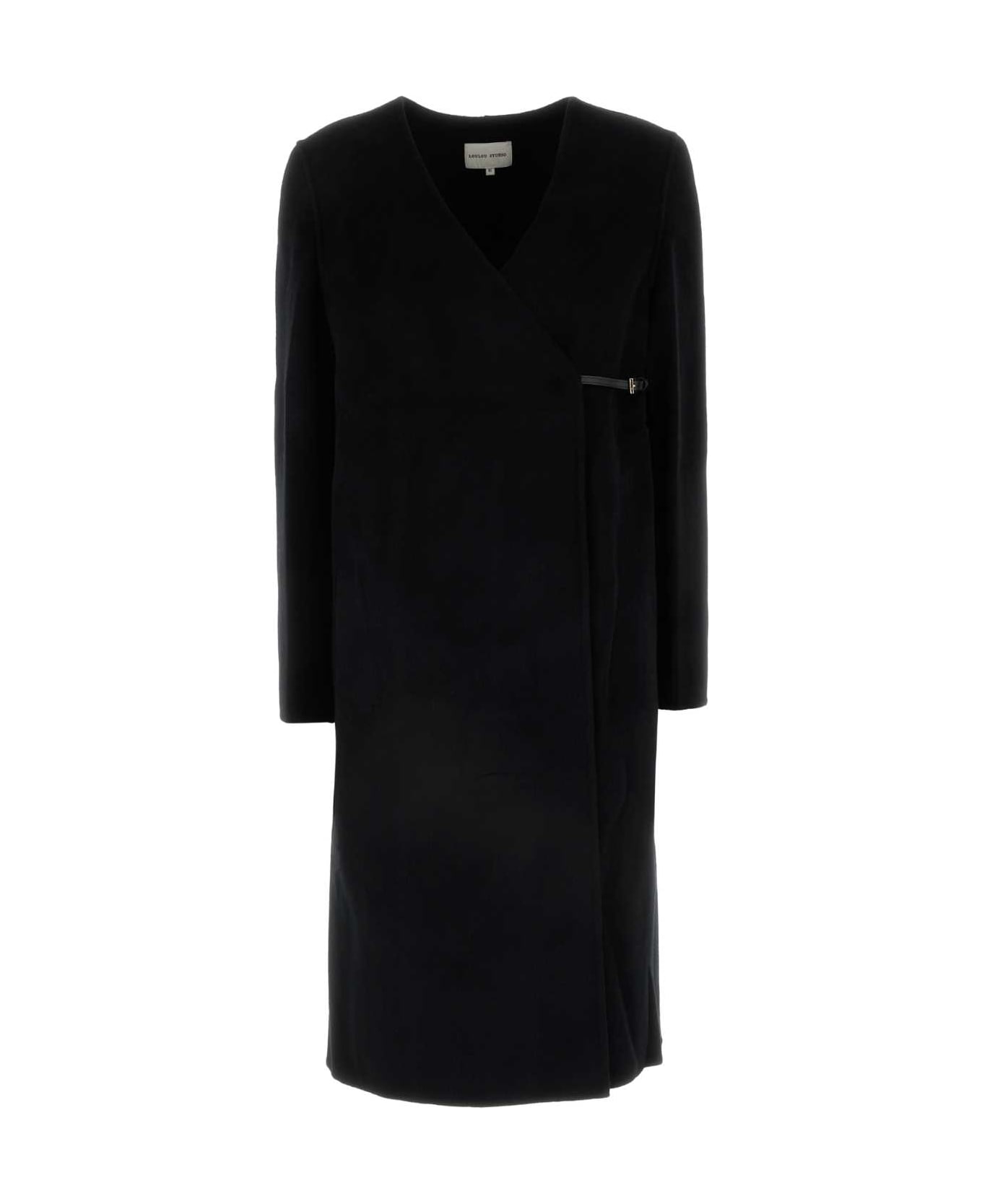 Loulou Studio Black Wool Blend Banie Coat - BLACK