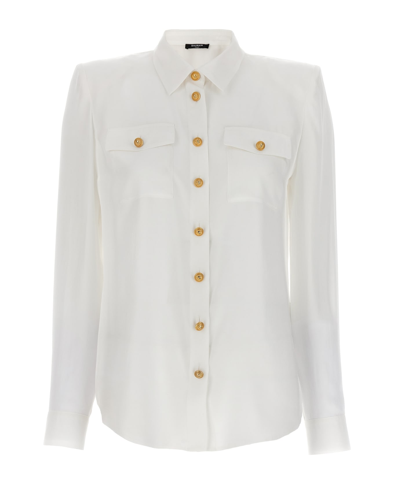 Balmain 2 Pkts Crepe De Chine Buttoned Shirt - white