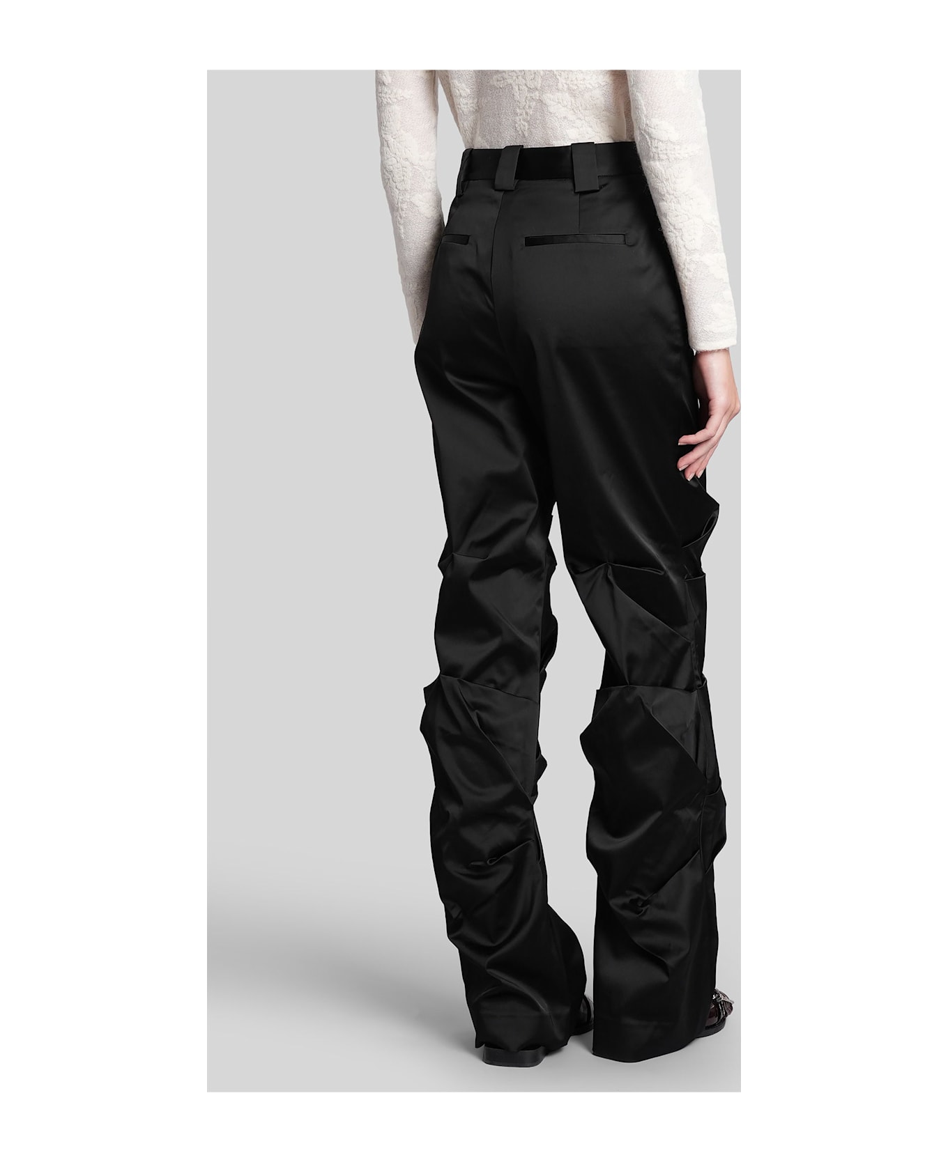 Ganni Pants In Black Acetate - black