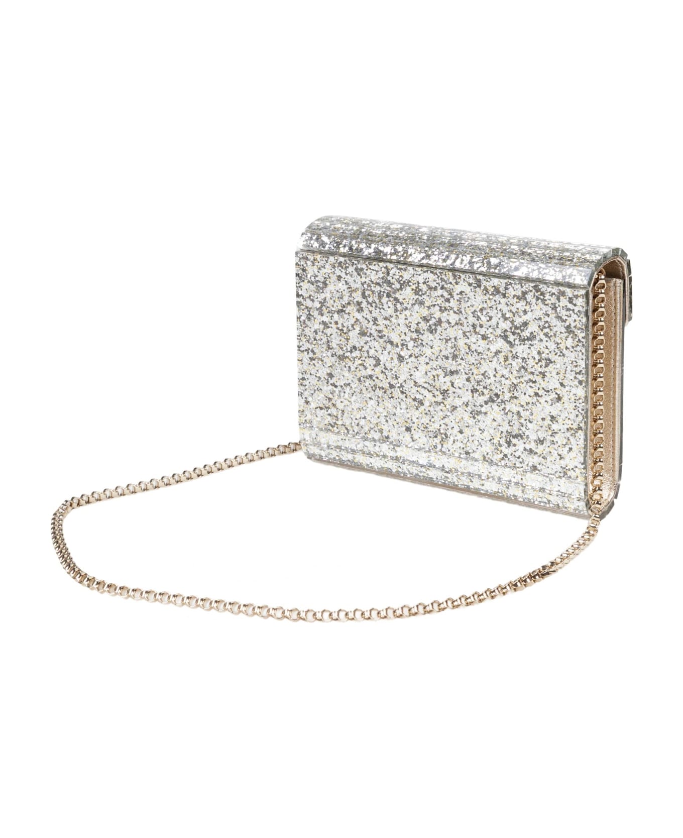 Jimmy Choo Candy Clutch Bag In Acrylic Fabric With Glitter - Champagne