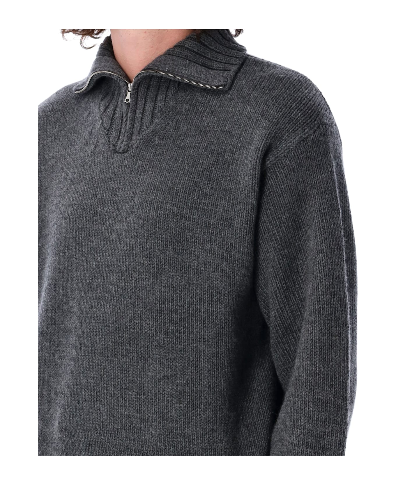 Auralee Wool Soft Cord Knit Half Zip Sweater | italist Auralee Wool Soft Cord Knit Half Zip Sweater | italist