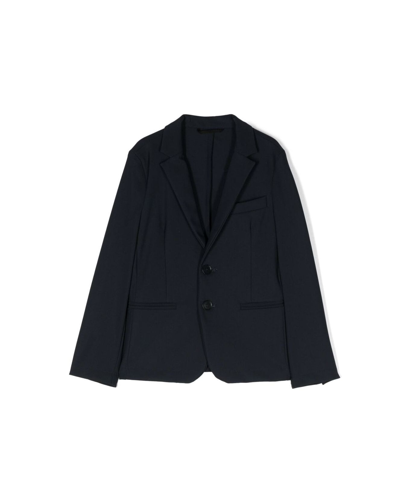 Il Gufo Black Single-breasted Jacket With Notched Revers In Stretch Polyamide Boy - Blu コート＆ジャケット