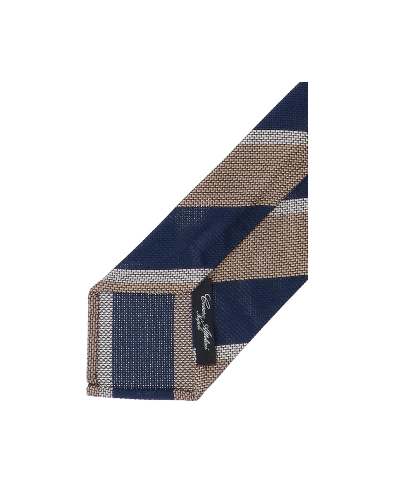 Cesare Attolini Striped Silk Tie - Brown