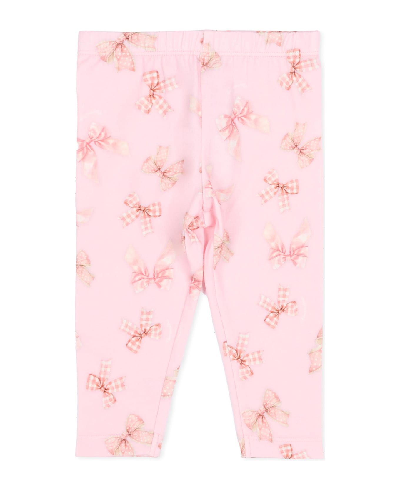 Monnalisa Pink Leggings For Baby Girl With Bows - Pink