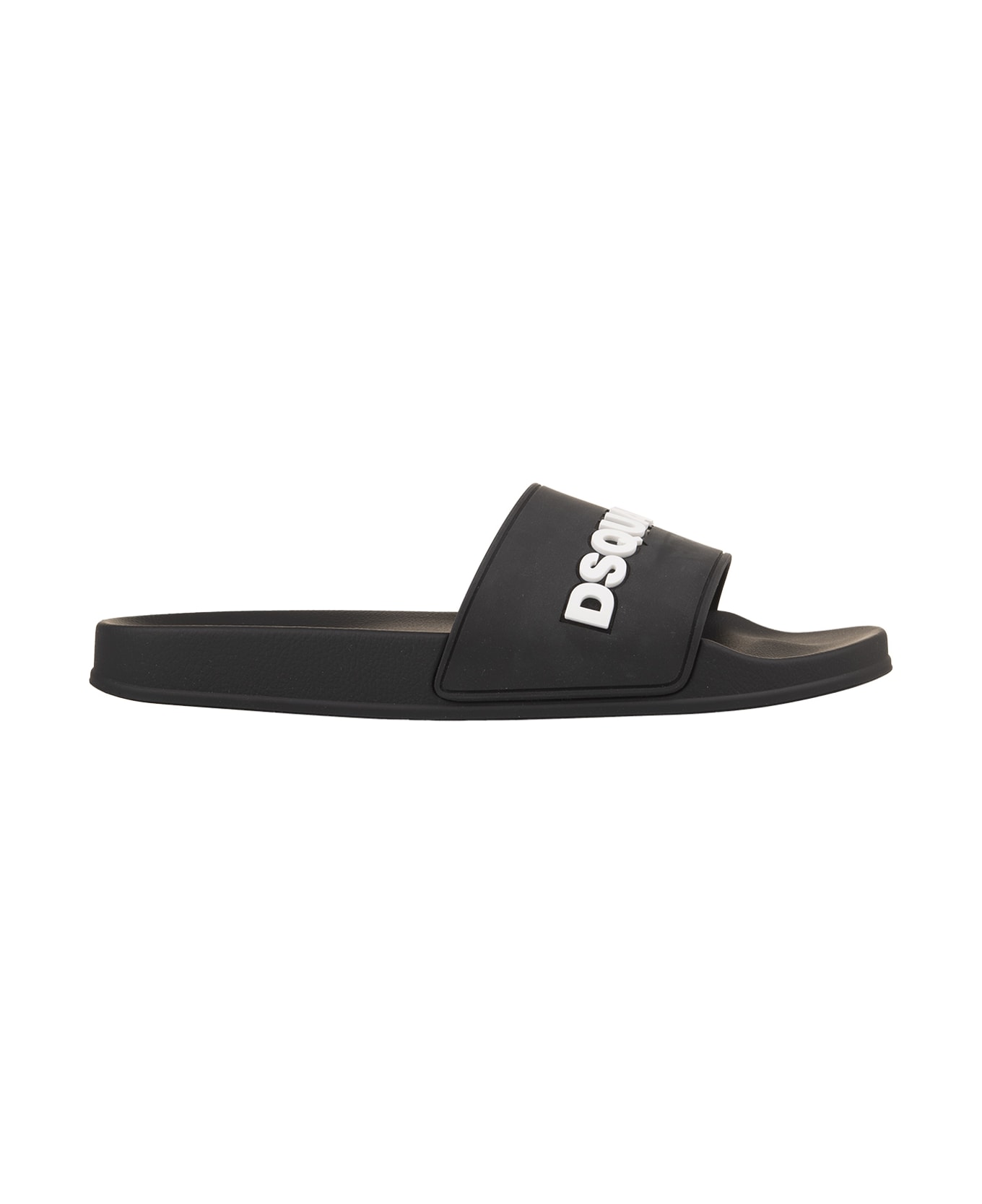 Dsquared2 Black Rubber Slippers With Logo - Black