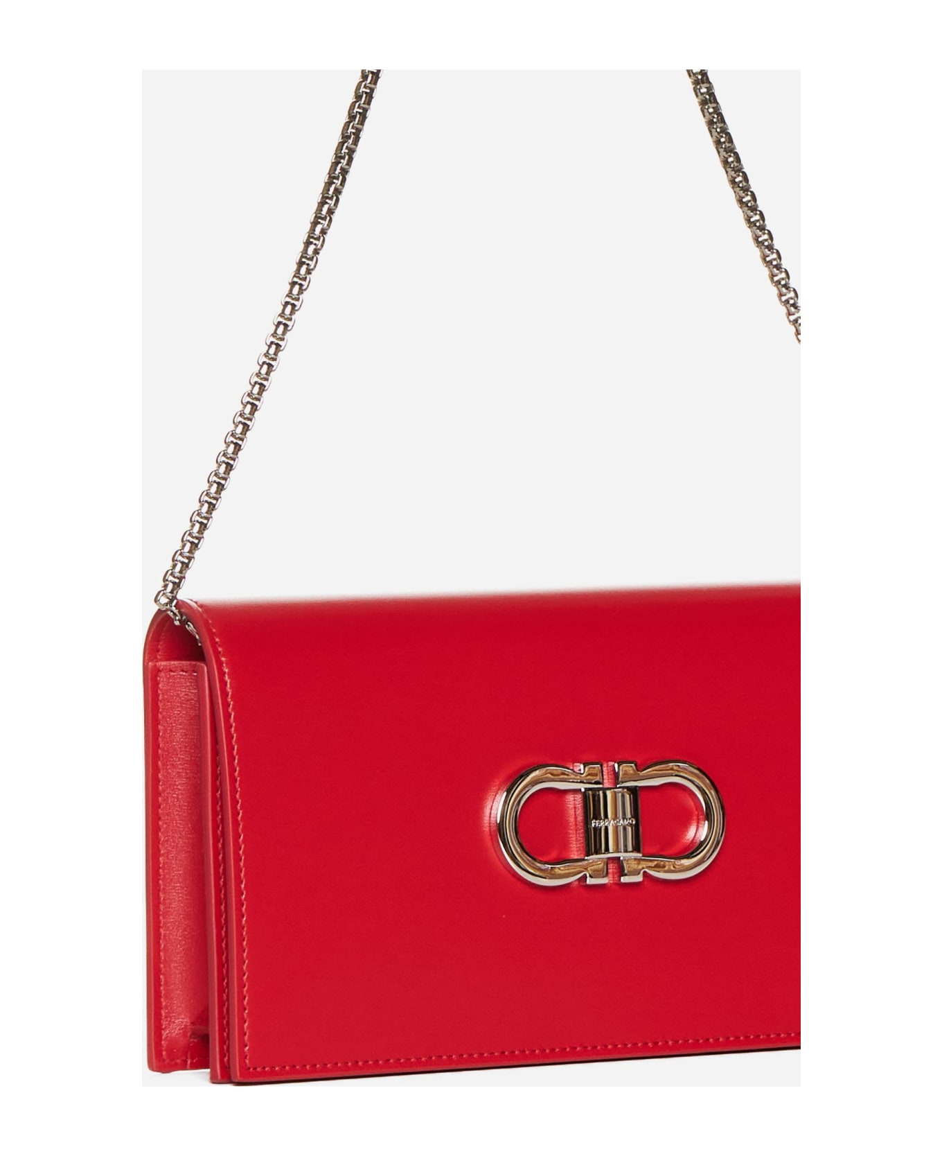 Ferragamo Gancini Leather Mini Bag - Flame red || flame red