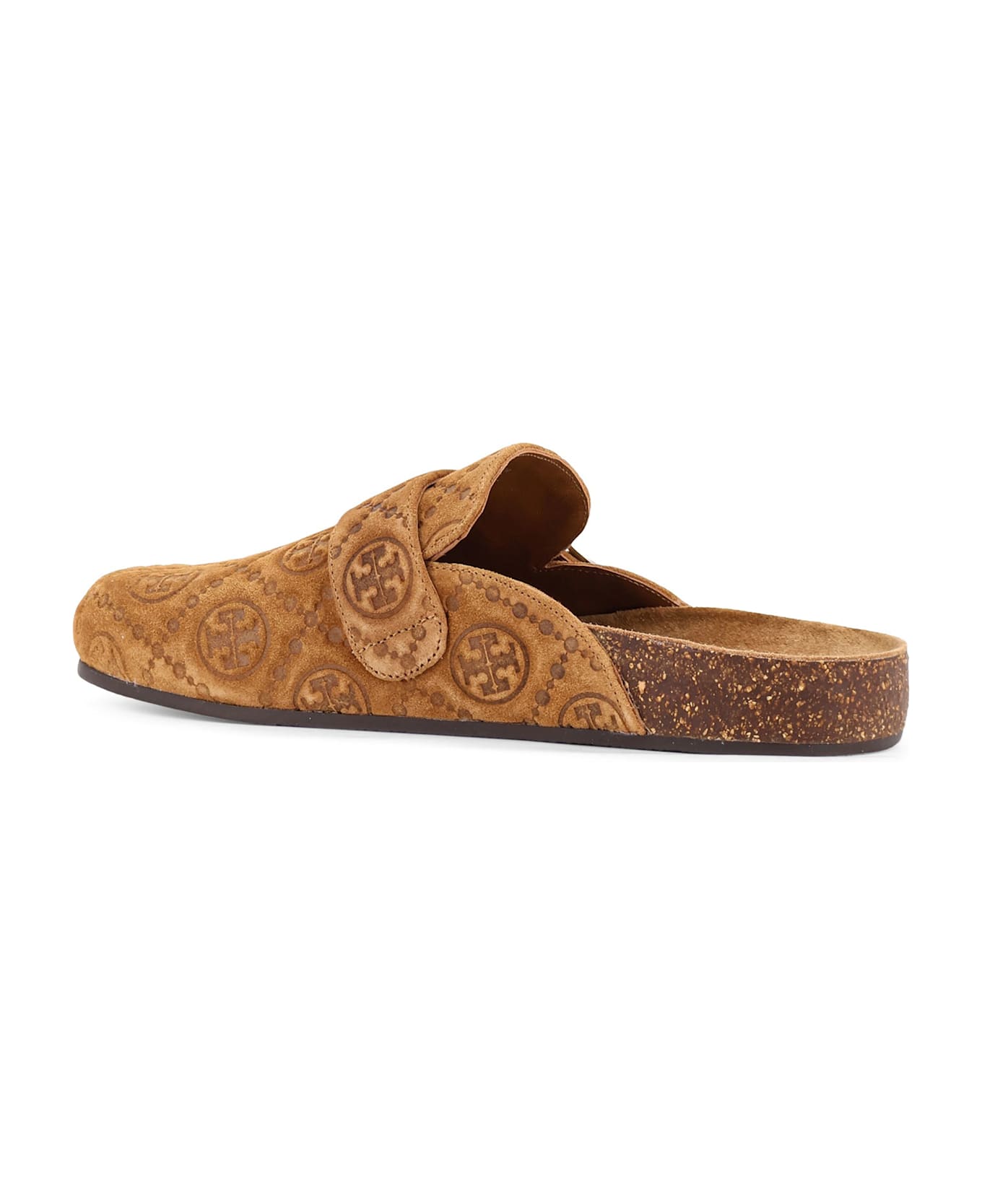 Tory Burch T Monogram Mellow Jacquard Suede Mule - Golden brown/silver