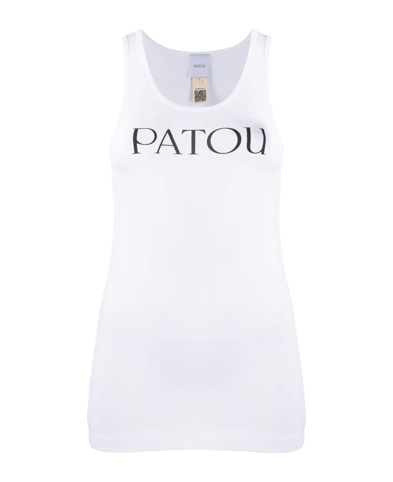 Patou White Cotton Logo Print Tank Top - White