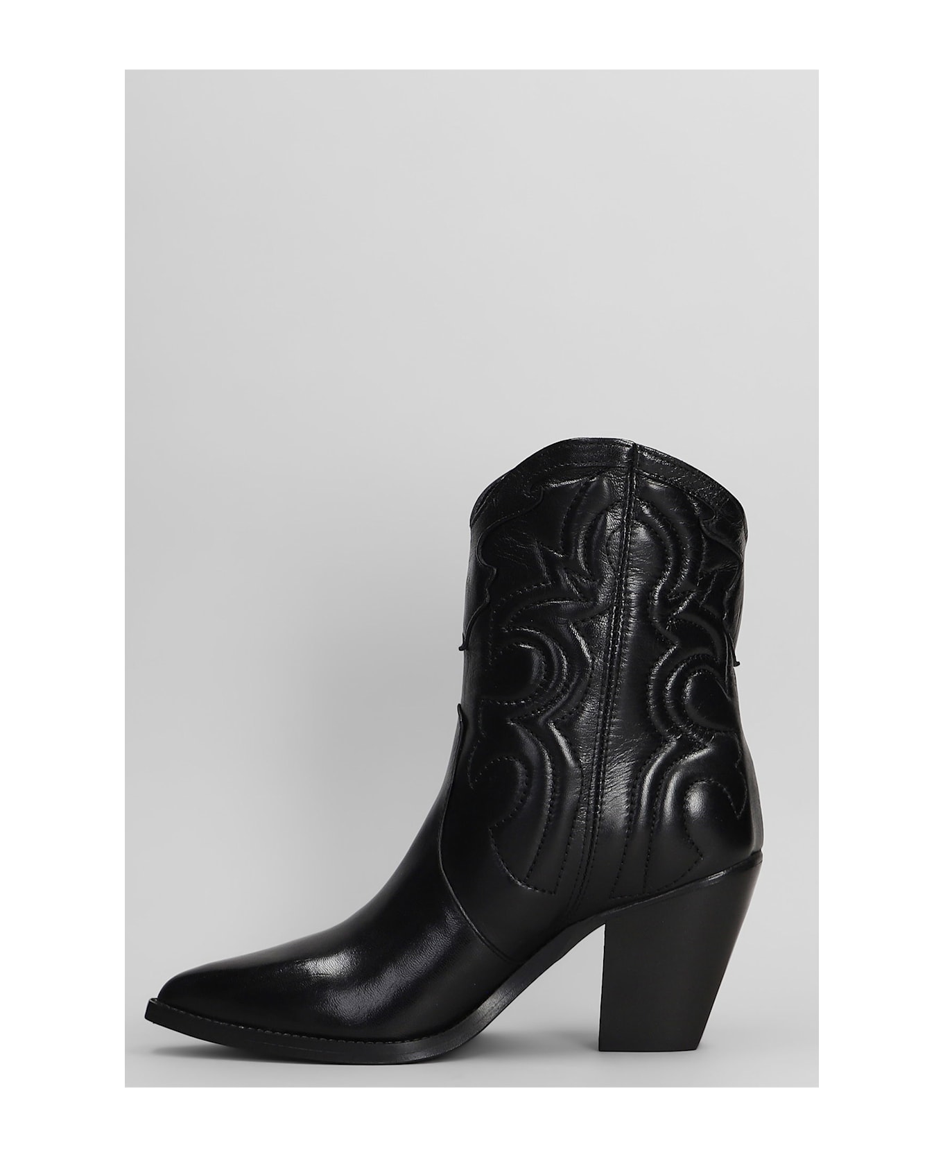 Julie Dee Texan Ankle Boots In Black Leather - black ブーツ