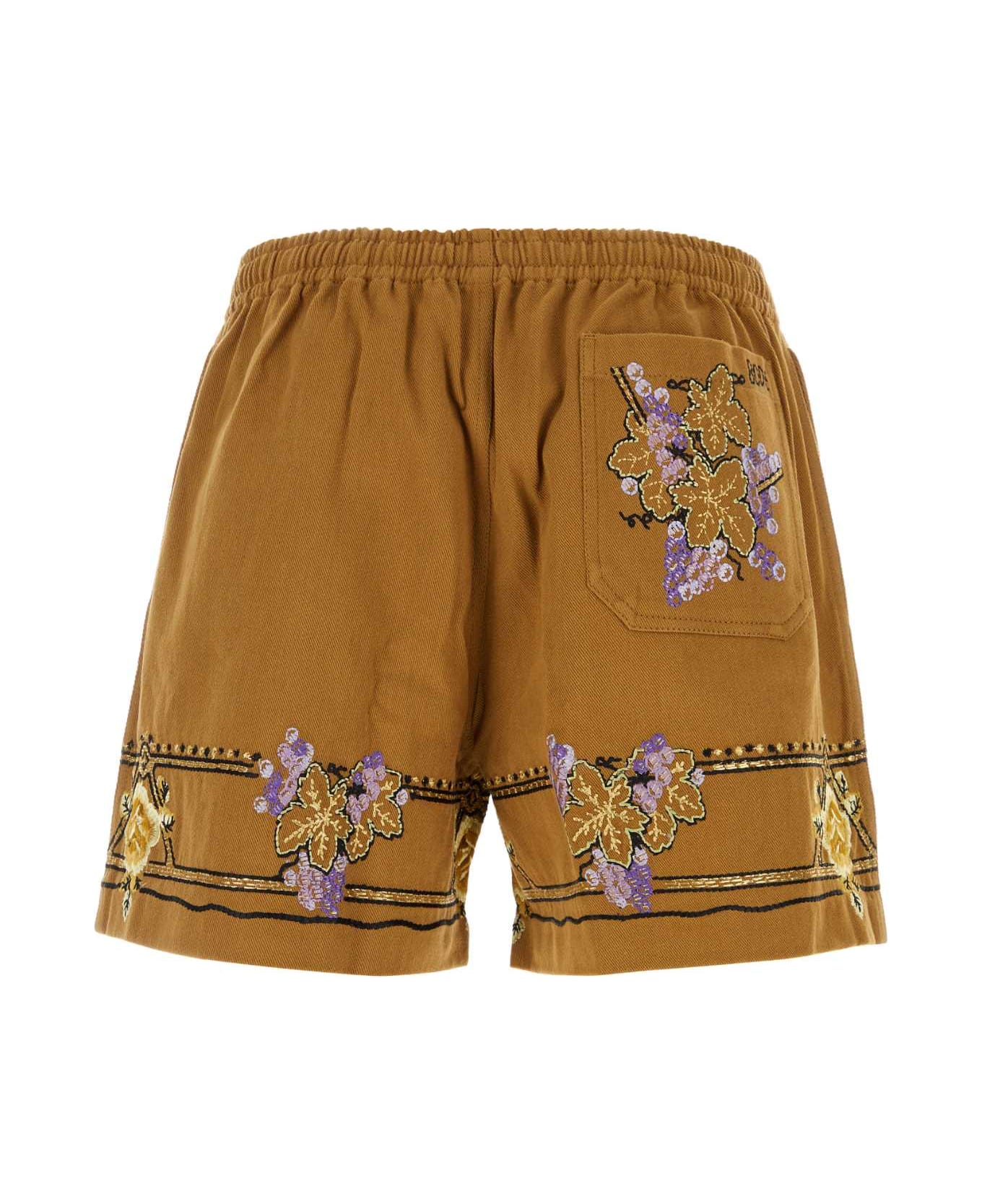 Bode Caramel Cotton Bermuda Shorts - BROWNMULTI