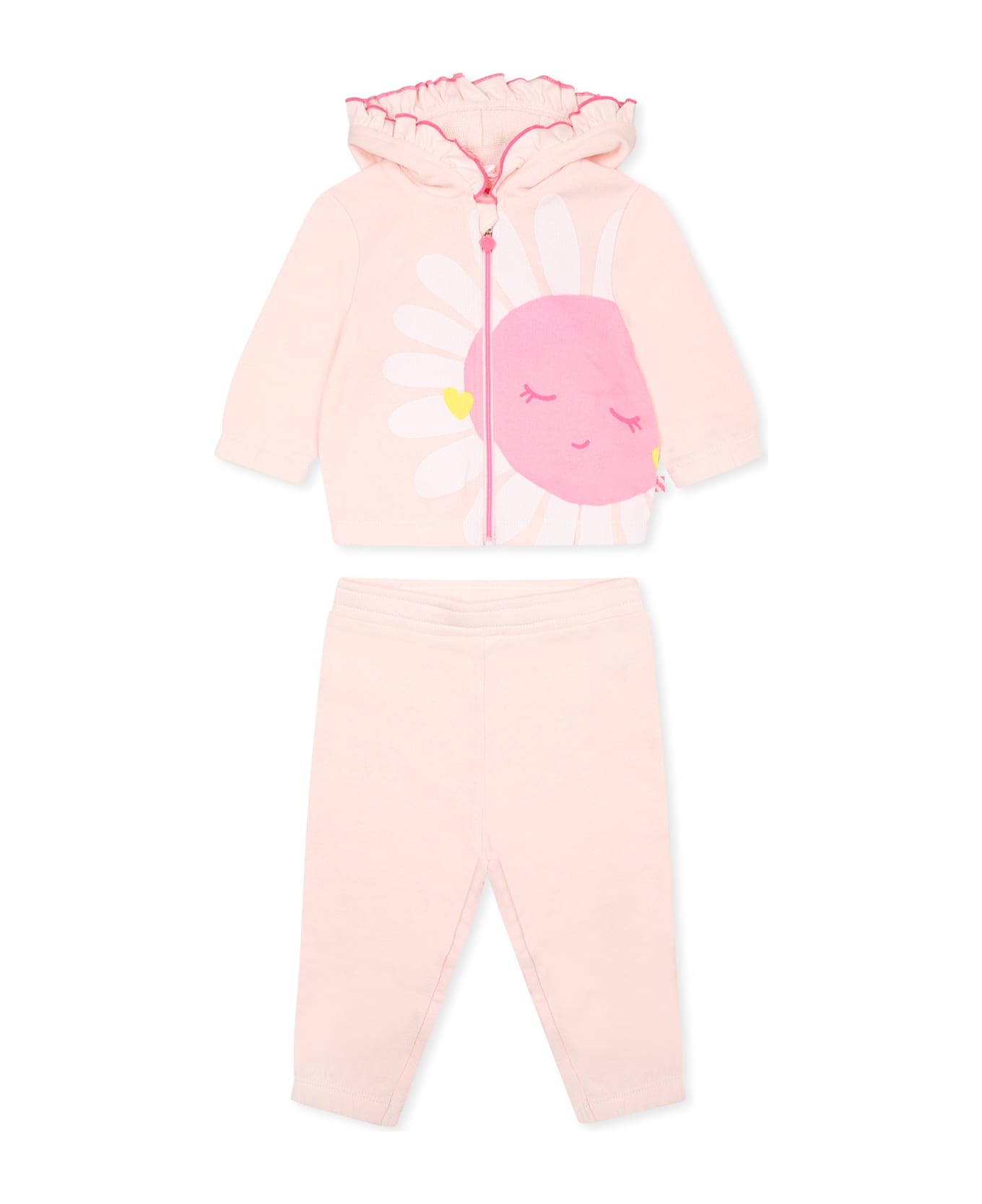 Billieblush Pink Suit For Baby Girl With Flower - Pink