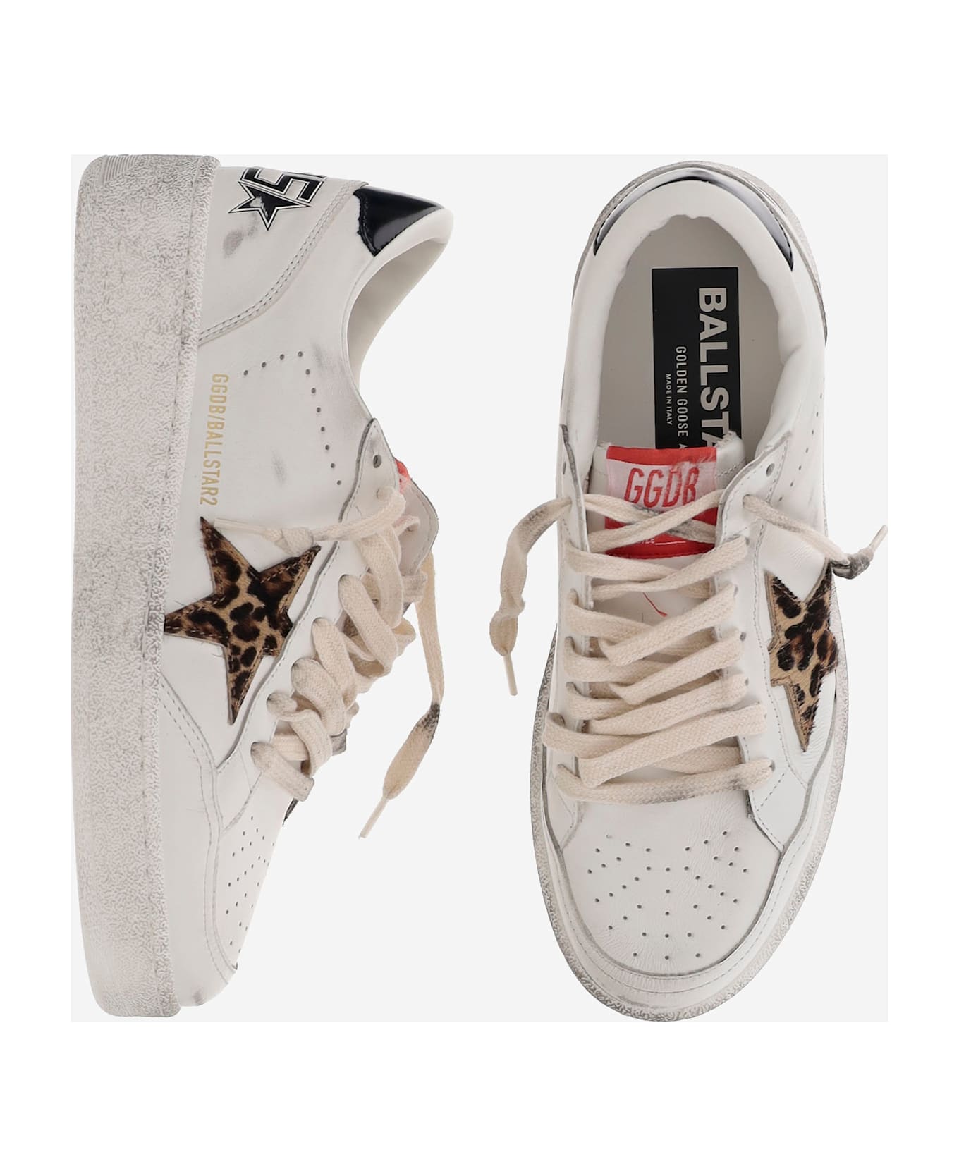 Golden Goose Ball Star Sneakers - WHITE/BEIGE BROWN BLACK LEO/BL