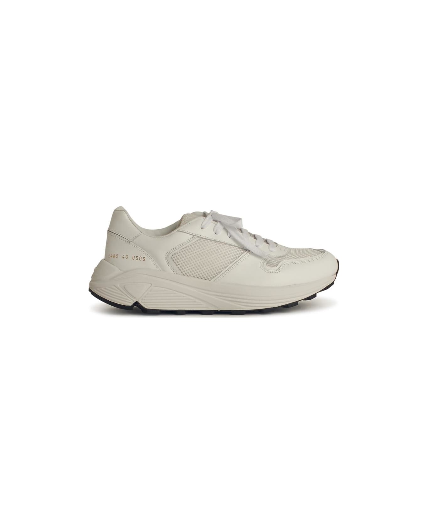 Common Projects 'runner' White Leather Blend Sneakers - White
