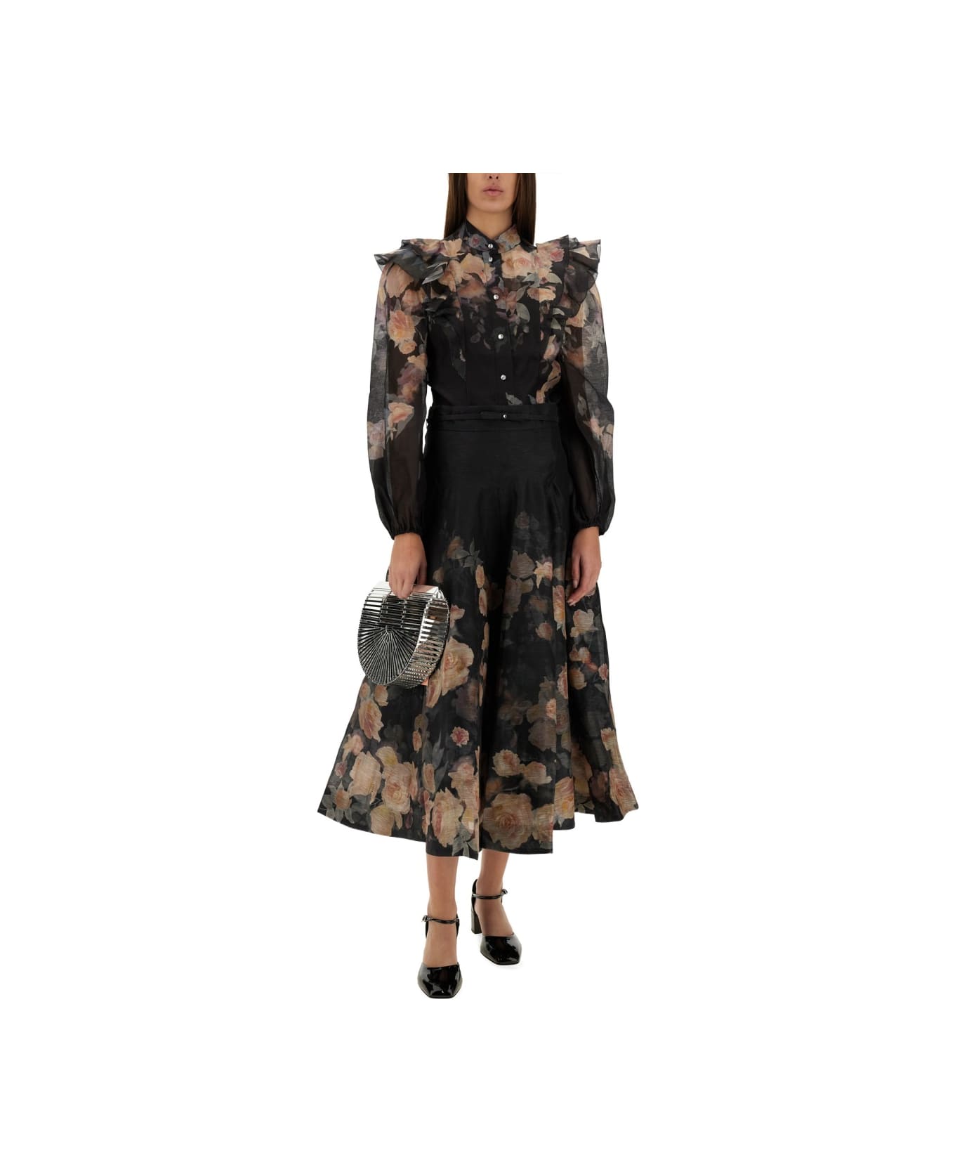 Zimmermann Blouse With Ruffles 
crush
 - BLACK FLORAL