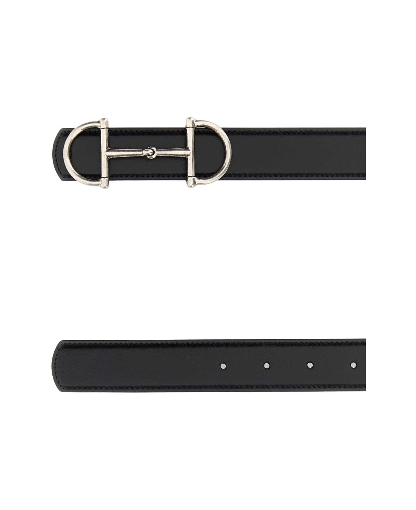 Gucci Black Leather Reversible Belt - BLACK