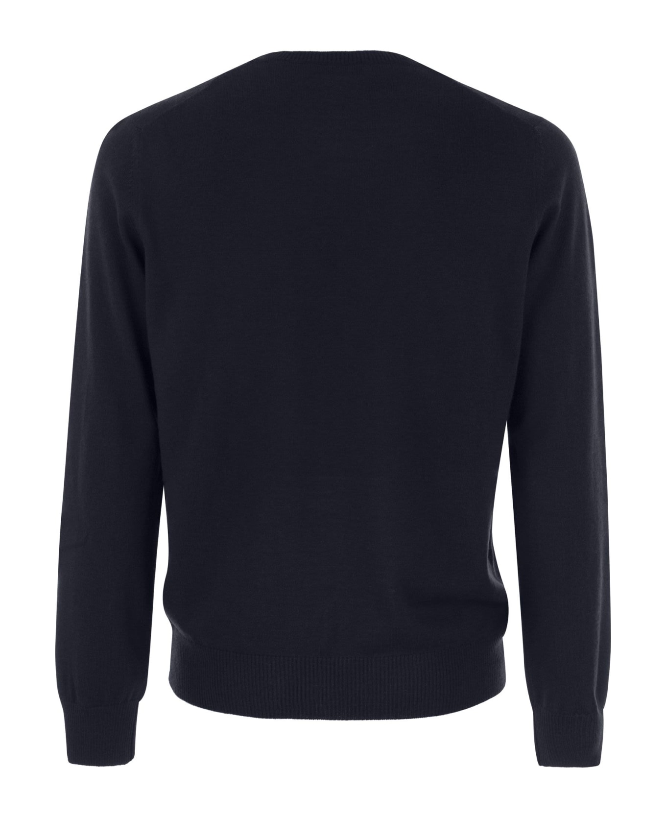 Fay Wool Crew-neck Pullover - Navy Blue