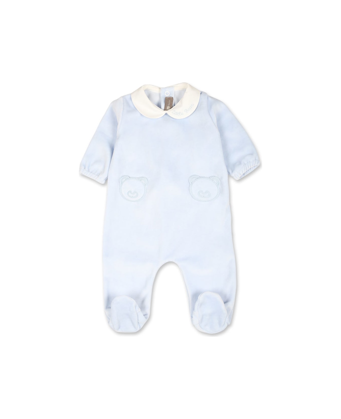 Little Bear Light Bleu Babygrow For Baby Boy With Logo - Light Blue