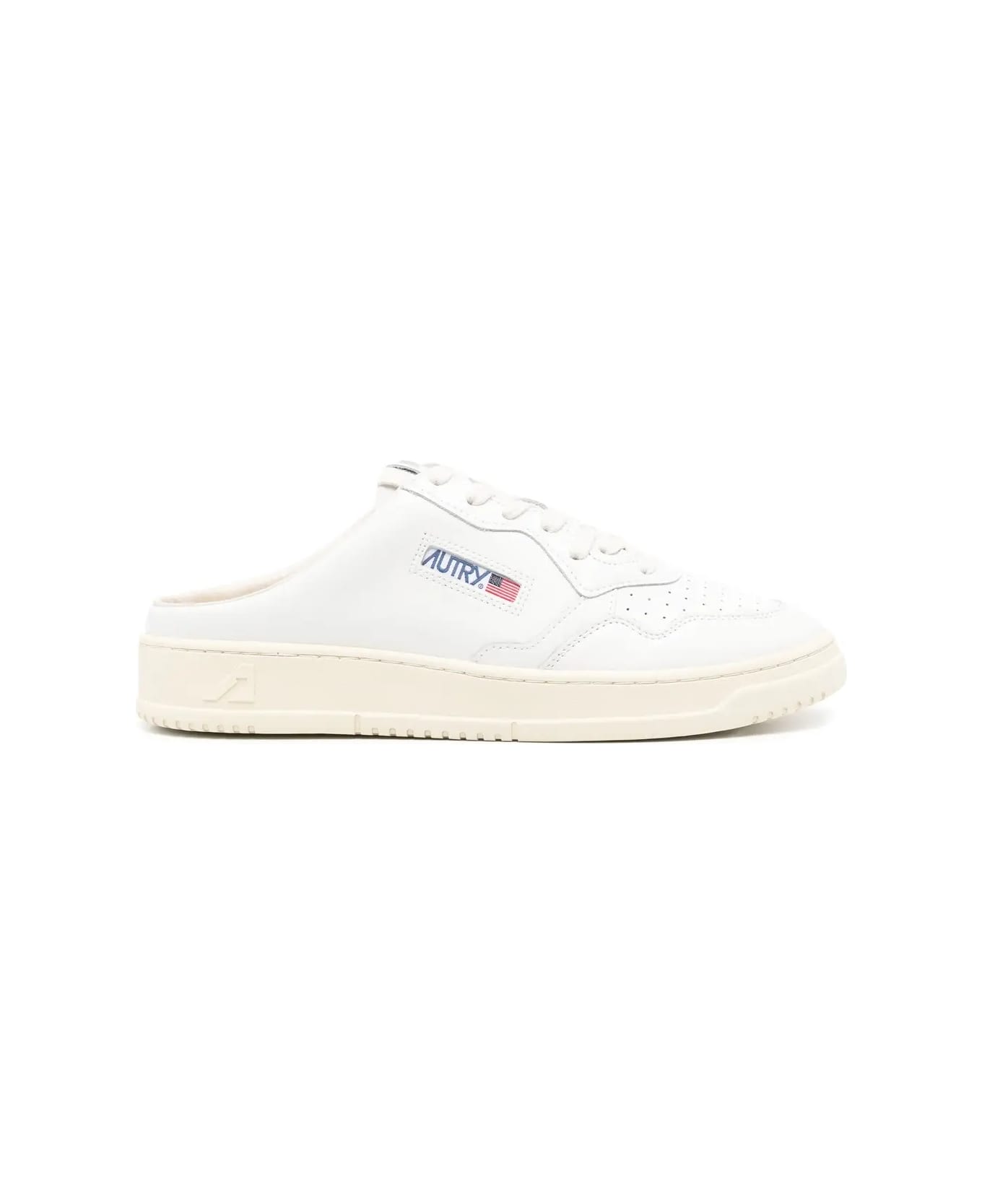 Autry White Medalist Mule Sneakers - White/white
