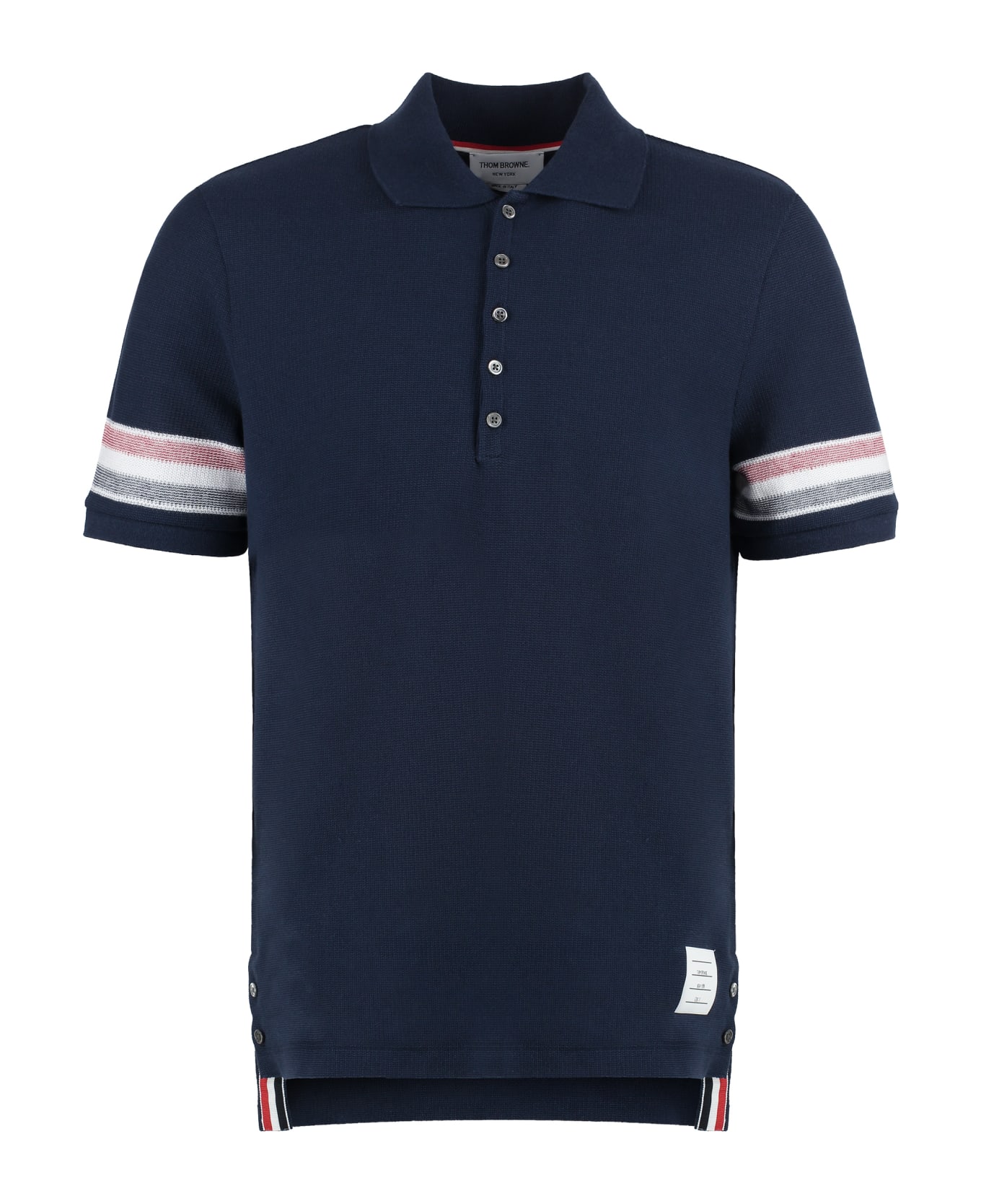 Thom Browne Short Sleeve Cotton Polo Shirt - blue