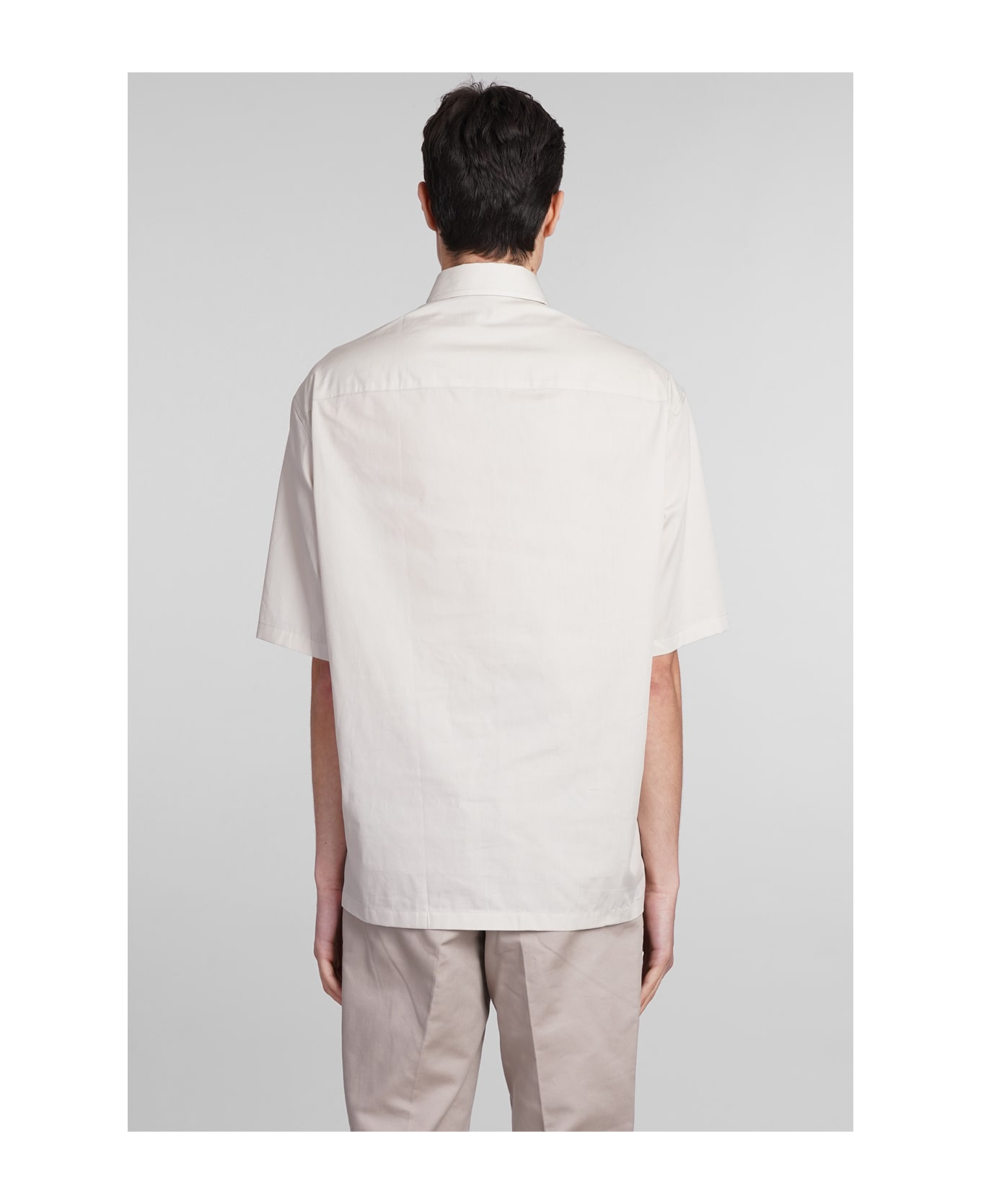 Emporio Armani Shirt In Grey Cotton - Silver Cloud