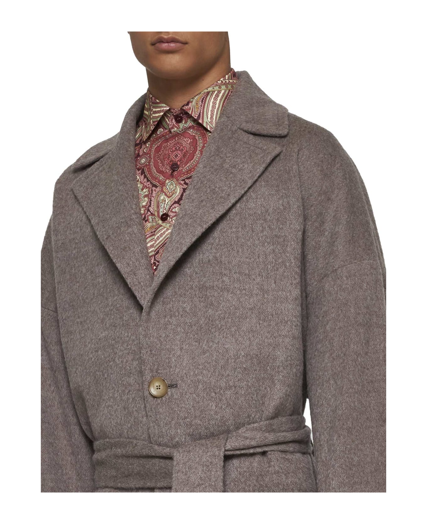 Etro Single-breasted Wool Coat - Dove Grey
